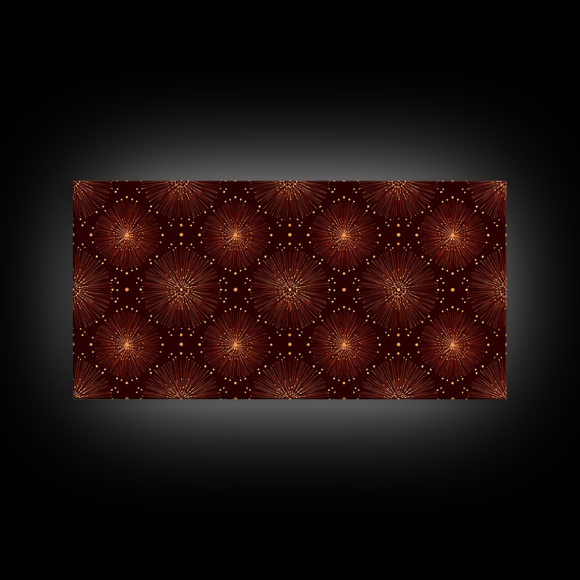 Gold Starburst Atomic Pattern Wall Art, Midcentury Modern Canvas Print, Retro 1950s Decor, Geometric MCM Home Poster For Living Room