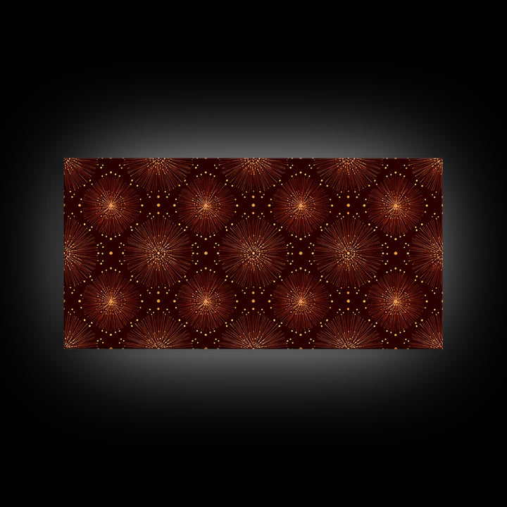 Gold Starburst Atomic Pattern Wall Art, Midcentury Modern Canvas Print, Retro 1950s Decor, Geometric MCM Home Poster For Living Room