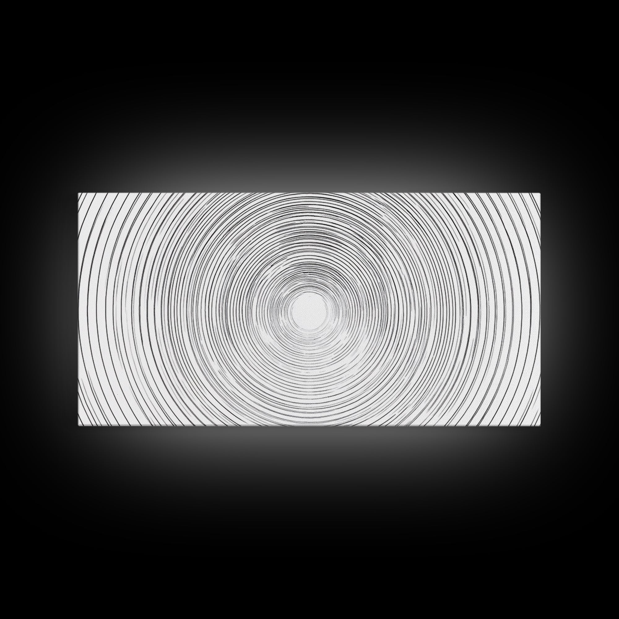 White Black Concentric Vortex Op Art Canvas Print, Minimalist Geometric Wall Art, Modern Abstract Poster, Home Office Decor