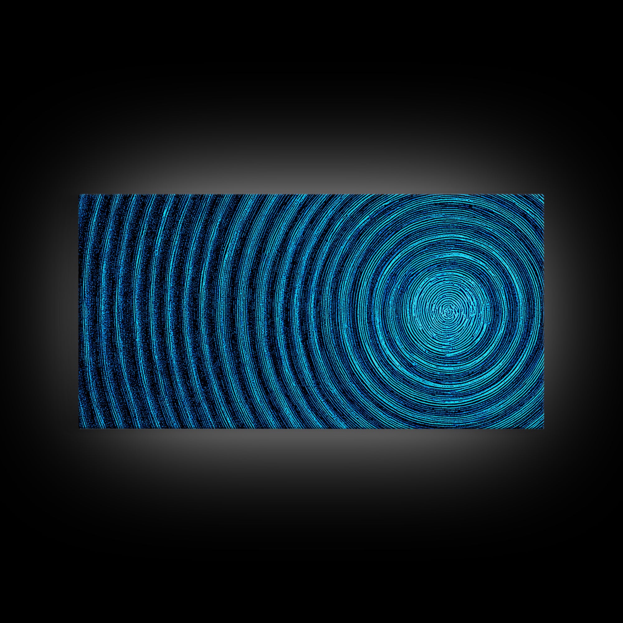 Blue Concentric Vortex Wall Art, Optical Abstract Poster, Modern Geometric Print, Retro Sci Fi Decor, Statement MCM Artwork