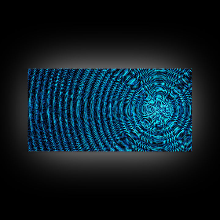 Blue Concentric Vortex Wall Art, Optical Abstract Poster, Modern Geometric Print, Retro Sci Fi Decor, Statement MCM Artwork