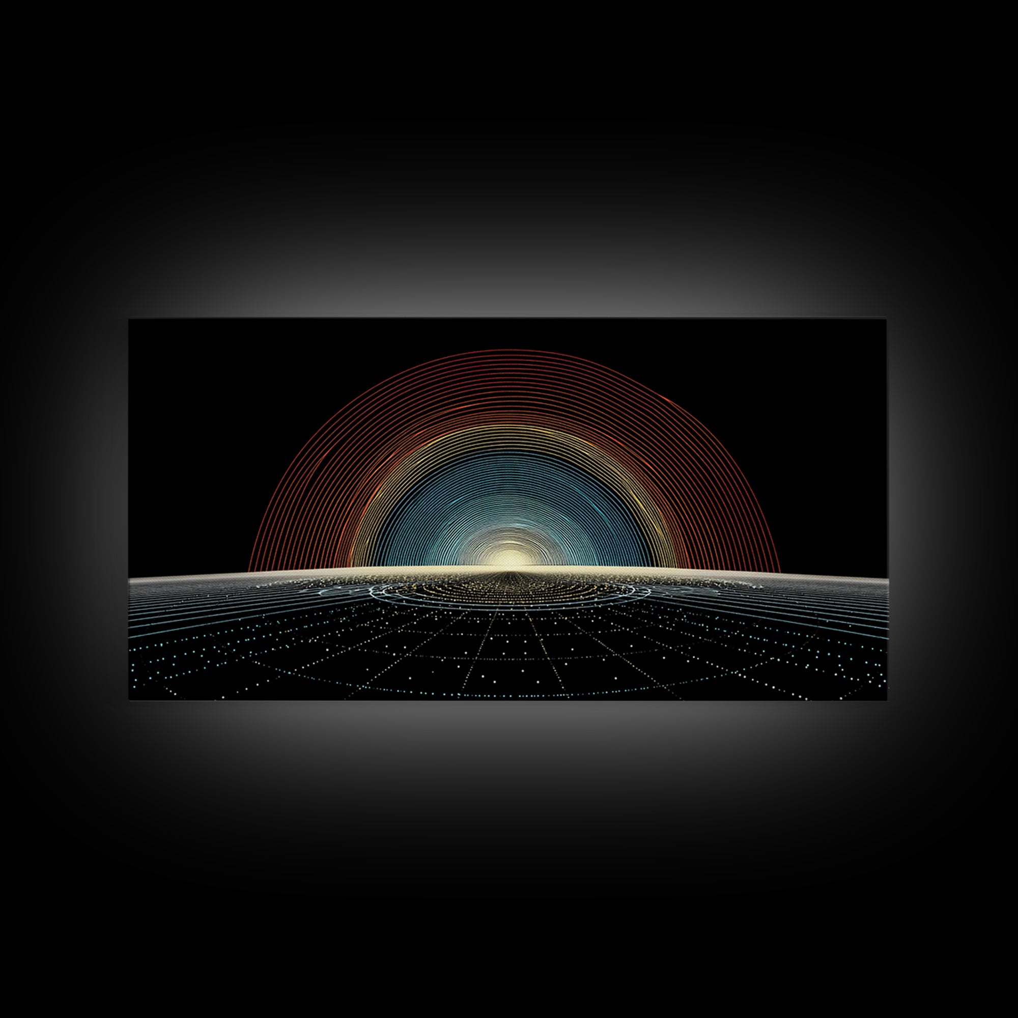 Retro Sunrise Grid Canvas Print, Midcentury Modern Abstract Poster, Atomic Space Decor, Bold MCM Wall Art For Living Room