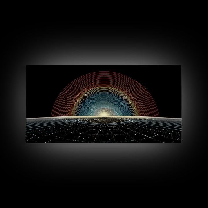 Retro Sunrise Grid Canvas Print, Midcentury Modern Abstract Poster, Atomic Space Decor, Bold MCM Wall Art For Living Room