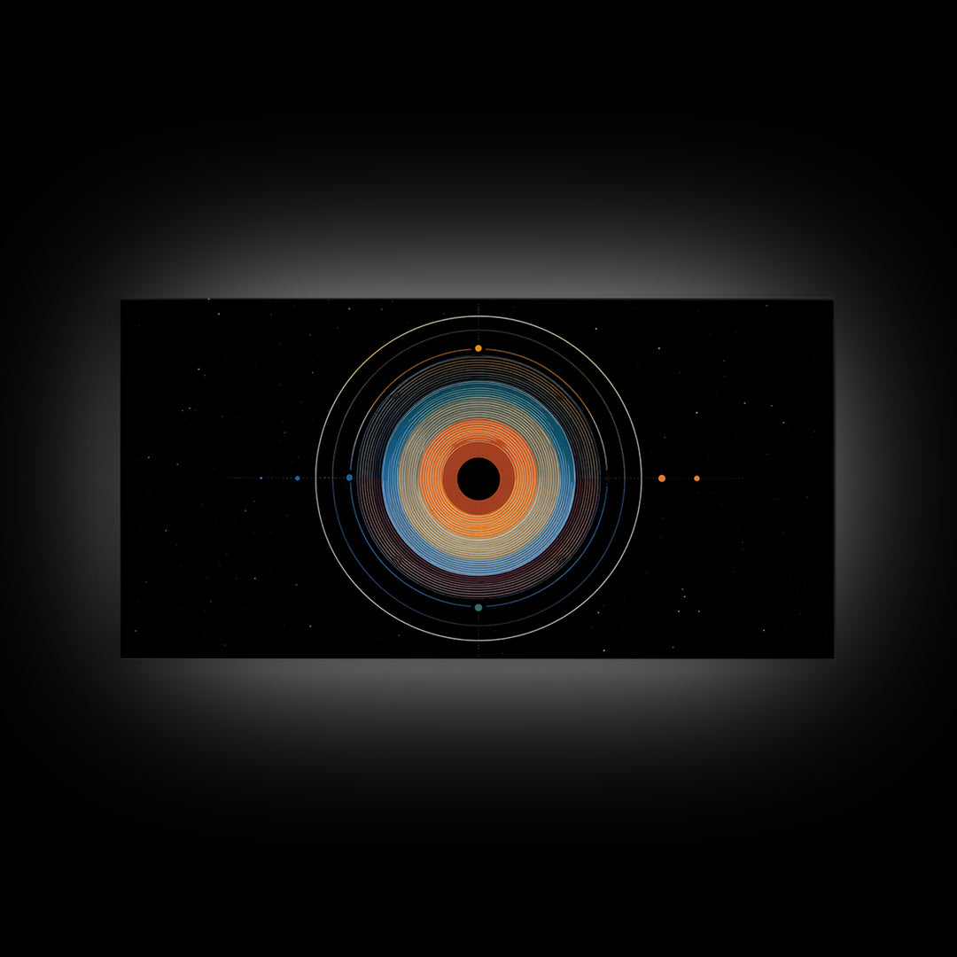 Cosmic Concentric Orbit Wall Art, Midcentury Modern Abstract Space Poster, Geometric Circle Print, Retro Office Decor Gift