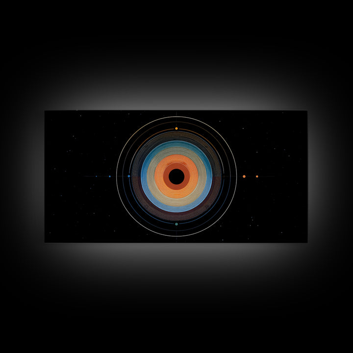 Cosmic Concentric Orbit Wall Art, Midcentury Modern Abstract Space Poster, Geometric Circle Print, Retro Office Decor Gift