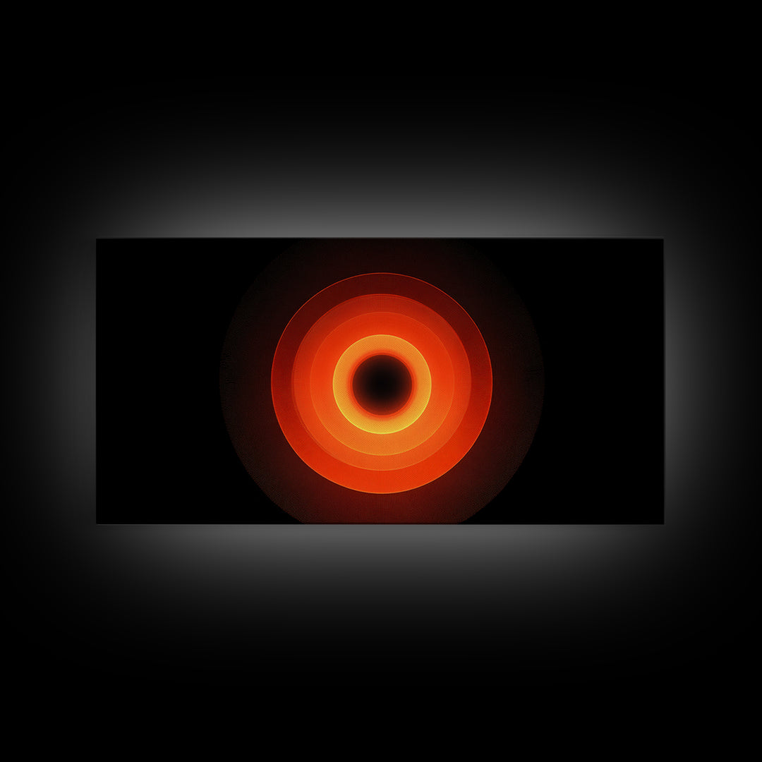 Fiery Eclipse Black Hole Wall Art, Modern Abstract Space Print, Orange Red Planet Decor, Cosmic Geometric Poster For Home Office