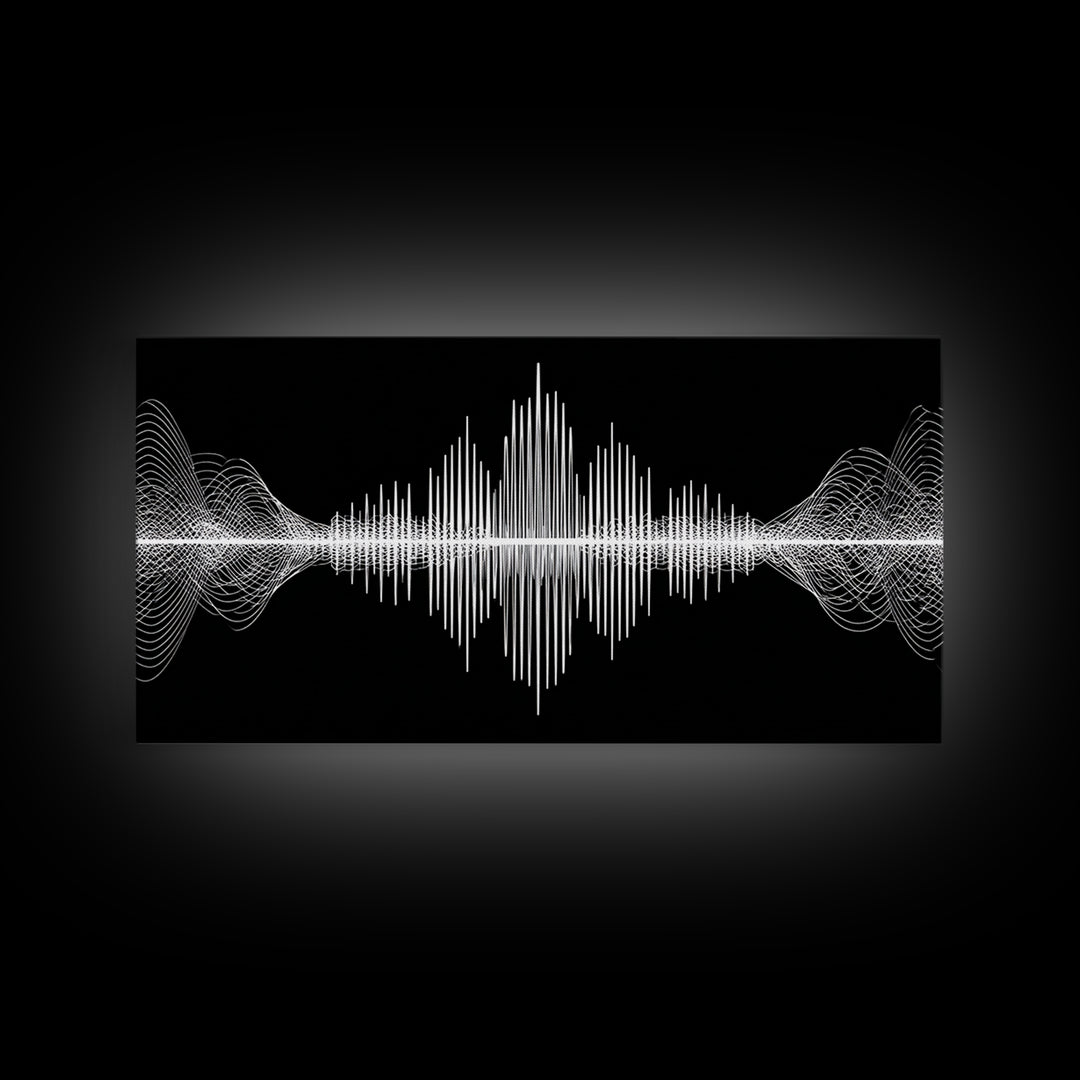 Black And White Sound Wave Wall Art, Minimal Audio Waveform, Modern Abstract Art Print, Music Studio Decor, Office Wall Decor