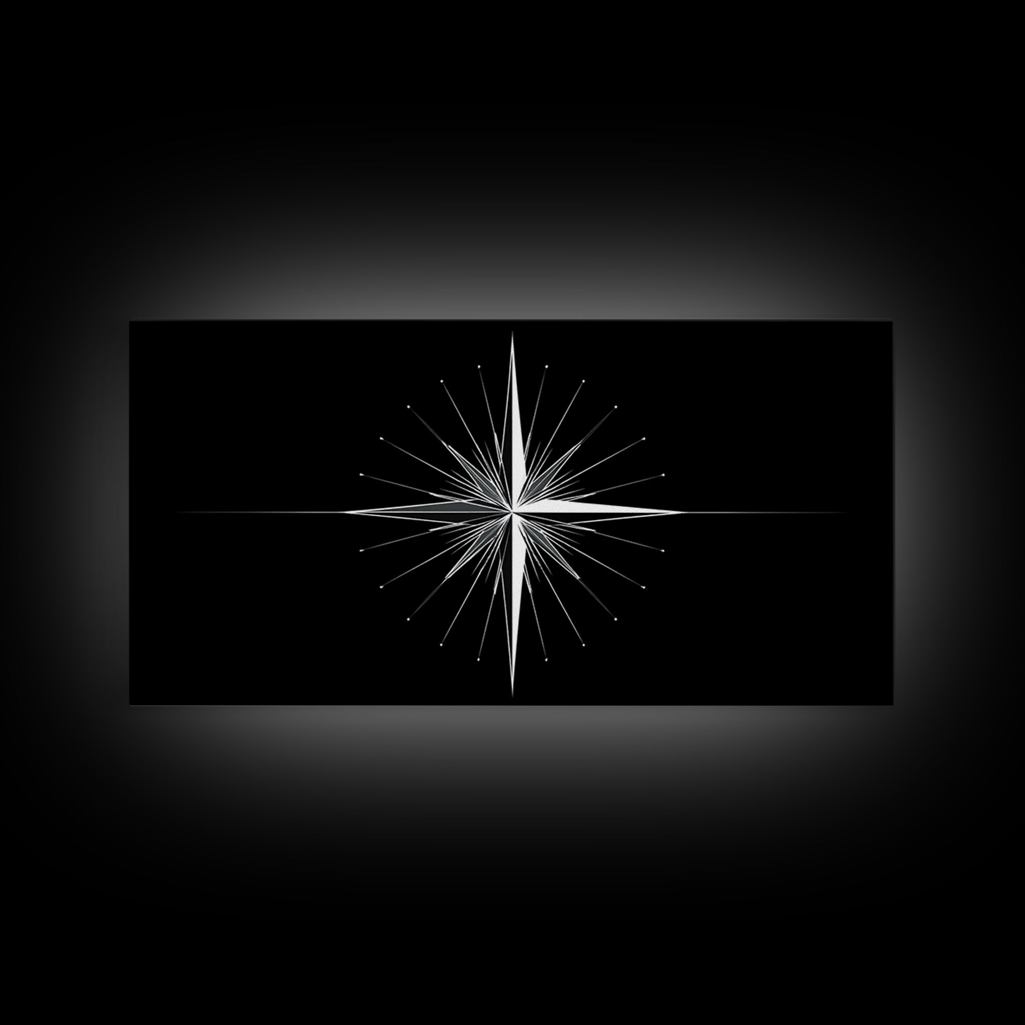 Minimal Radiating Star Wall Art, Black And White Compass Print, Geometric Celestial Poster, Modern Nautical Home Decor Gift