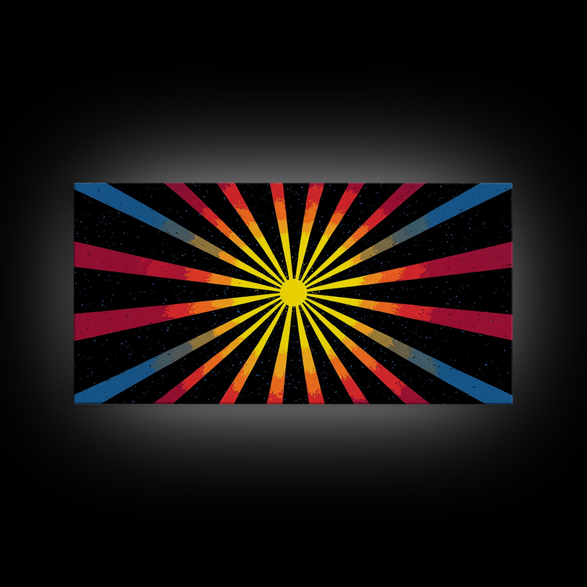 Cosmic Sunburst Wall Art, Black Starry Ray Poster, Retro Atomic Midcentury Modern Decor, Bold Geometric Space Print, MCM