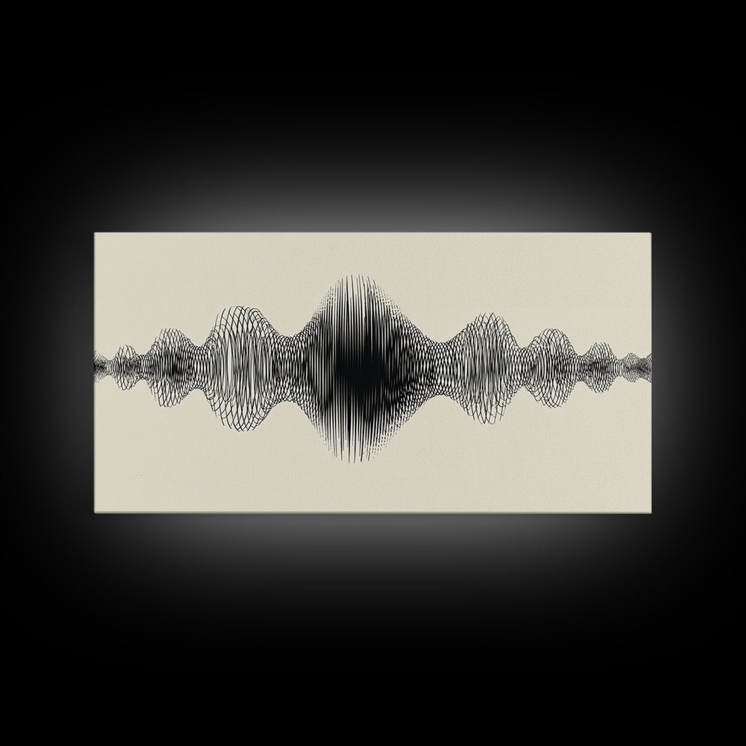 Cream And Black Audio Waveform Wall Art, Minimal Sound Wave Print, Scandinavian Modern Decor, Music Studio Office Wall Decor