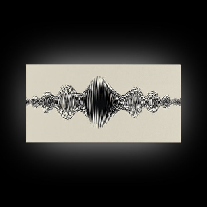Cream And Black Audio Waveform Wall Art, Minimal Sound Wave Print, Scandinavian Modern Decor, Music Studio Office Wall Decor