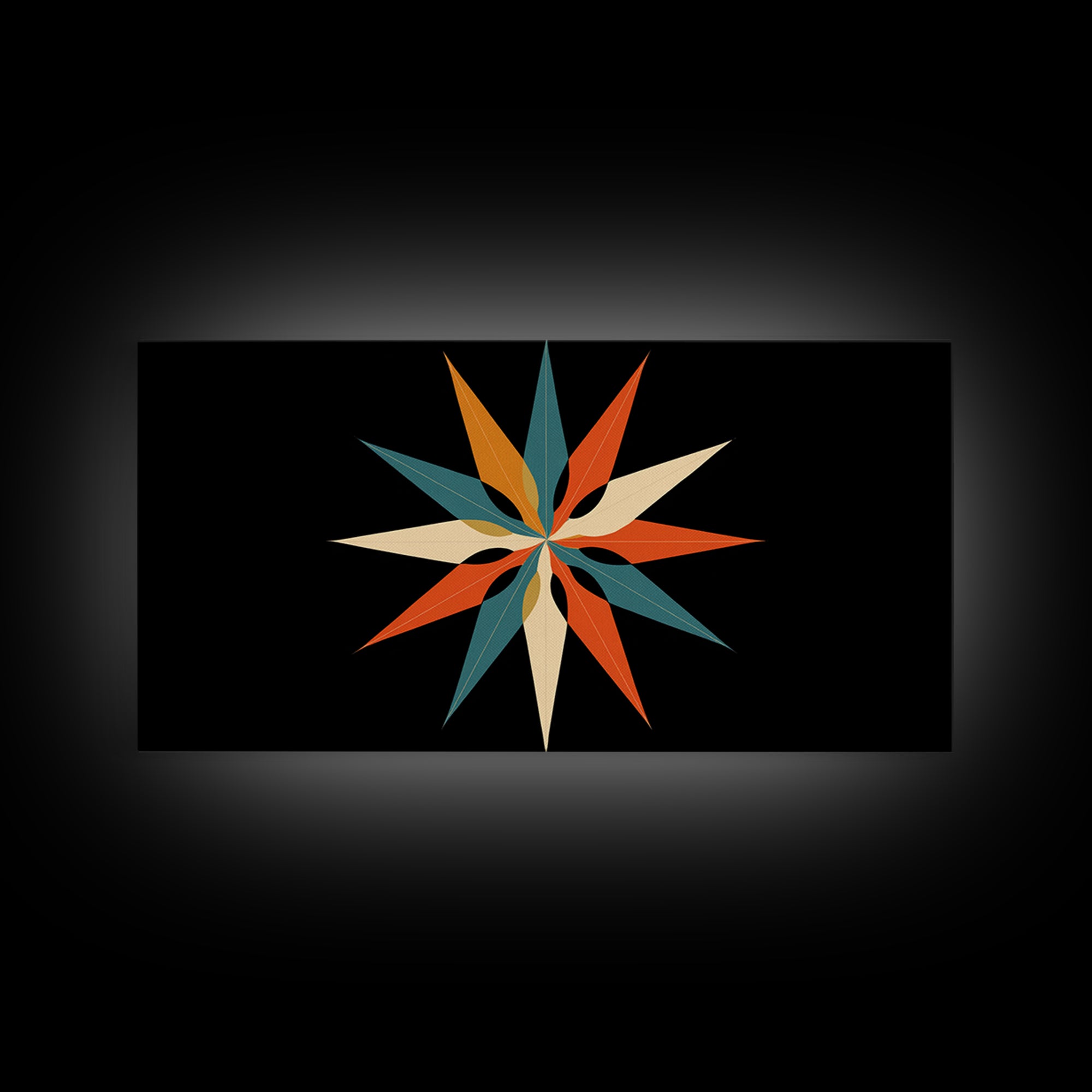 Colorful Midcentury Starburst Wall Art, Atomic Geometric Canvas Print, Retro Modern Wall Decor, MCM Abstract Poster Print