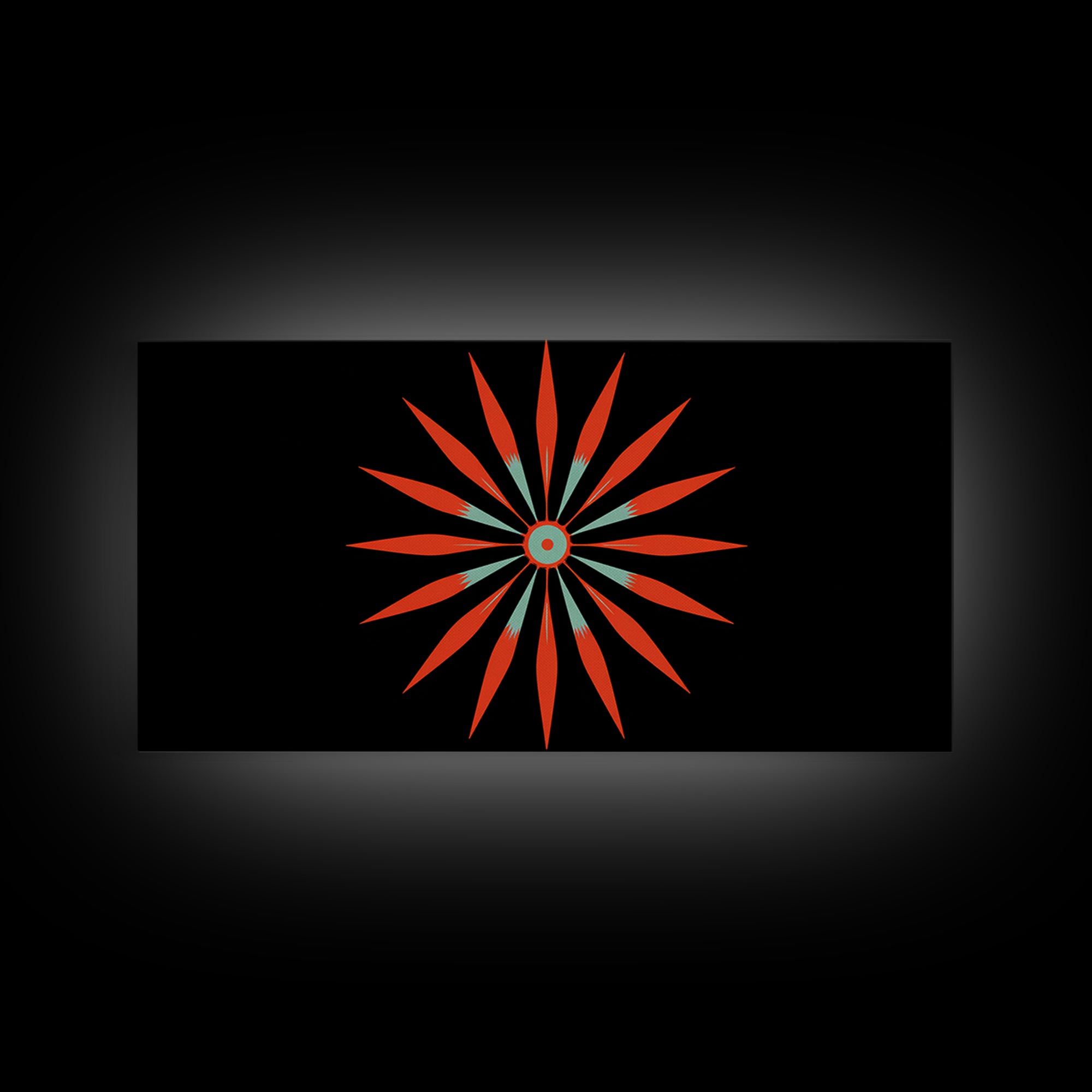 Red Atomic Starburst Wall Art, Midcentury Modern Art Print, Retro Geometric Poster, MCM Wall Decor, Bold Orange Black Decor