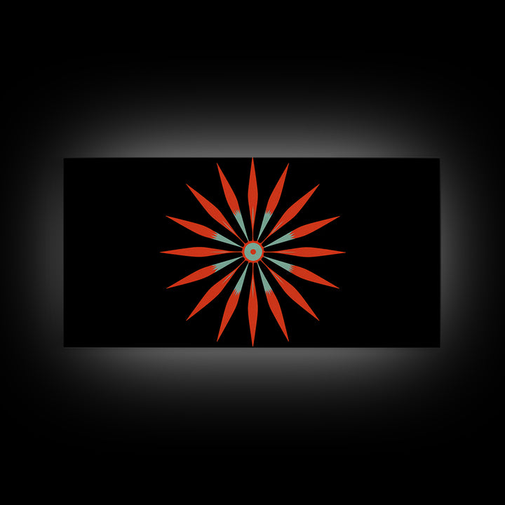 Red Atomic Starburst Wall Art, Midcentury Modern Art Print, Retro Geometric Poster, MCM Wall Decor, Bold Orange Black Decor