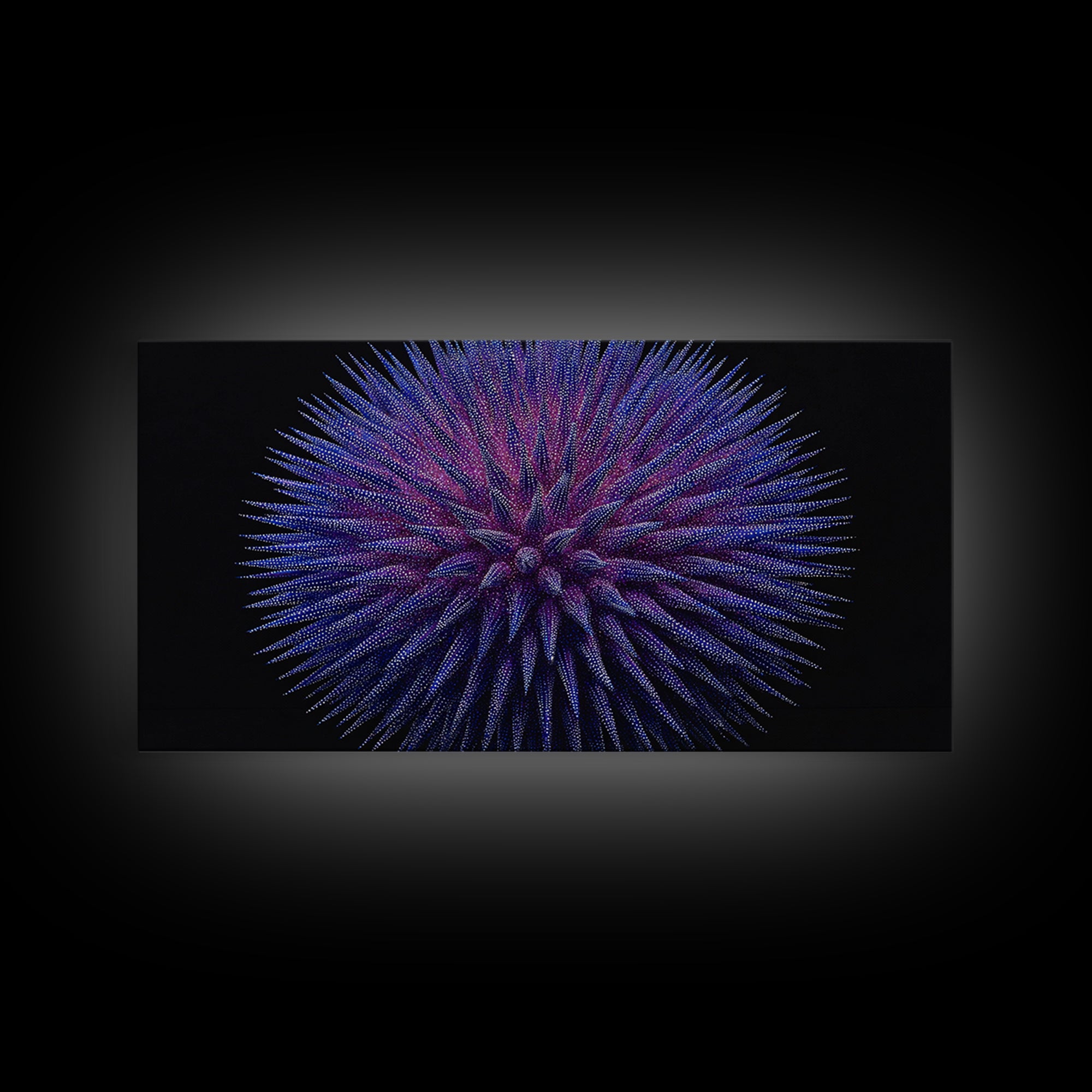 Purple Blue Spiky Sphere Canvas Print, Modern Abstract Art, Space Abstract Art, Futuristic Wall Decor, Large Sci Fi Retro Art