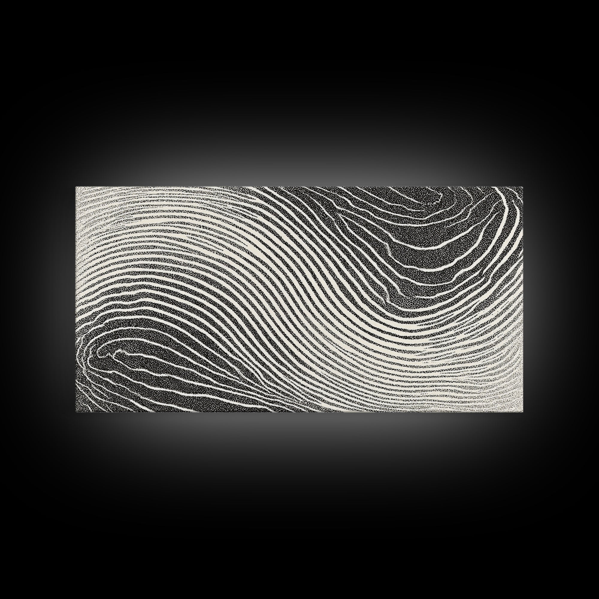 Black White Wavy Topographic Abstract Wall Art, Modern Geometric Line Print, Minimalist Decor, Office Or Bedroom Canvas Print