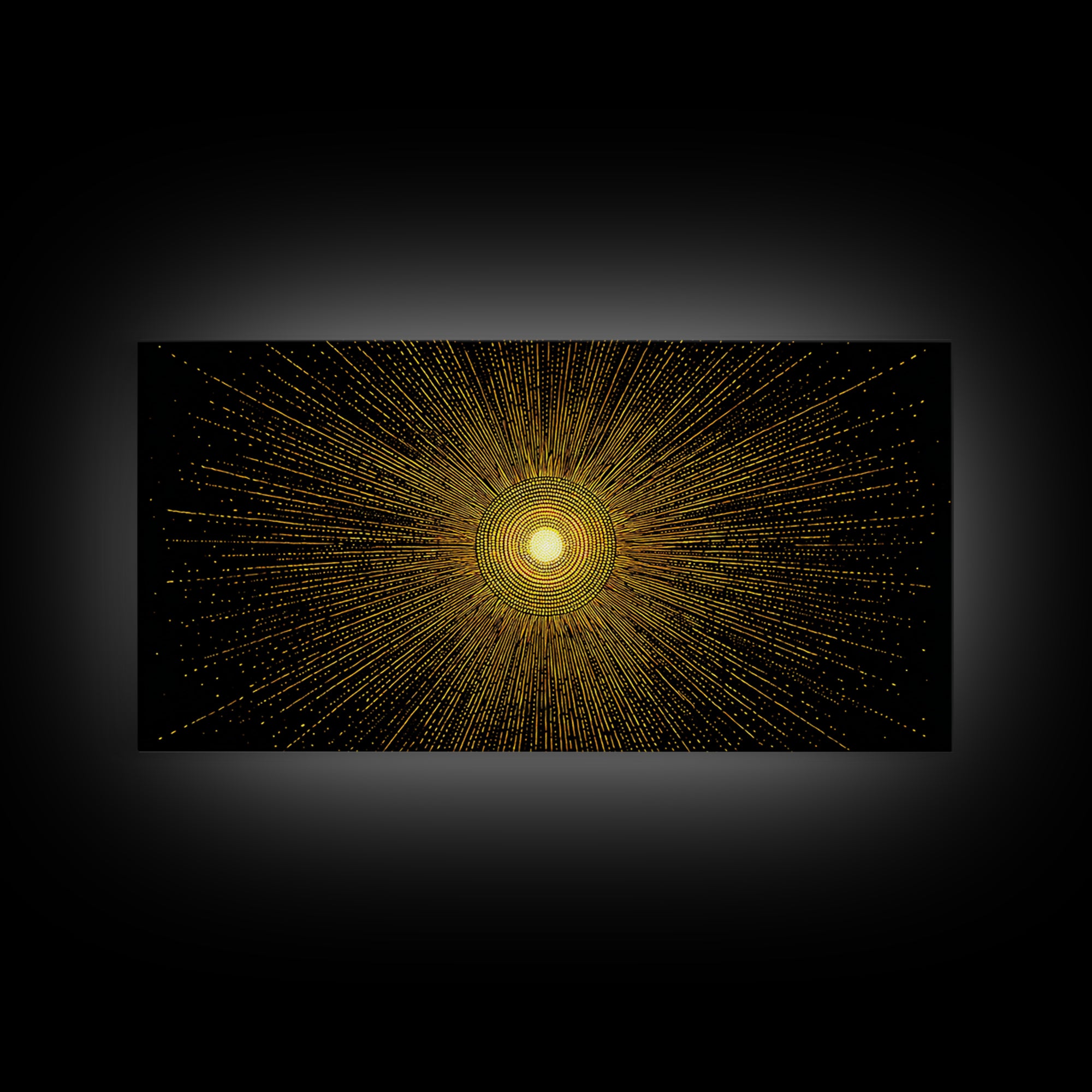 Golden Radiant Starburst Sun Wall Art, Midcentury Modern Abstract Poster, Atomic Geometric Print, Celestial Home Decor Gift