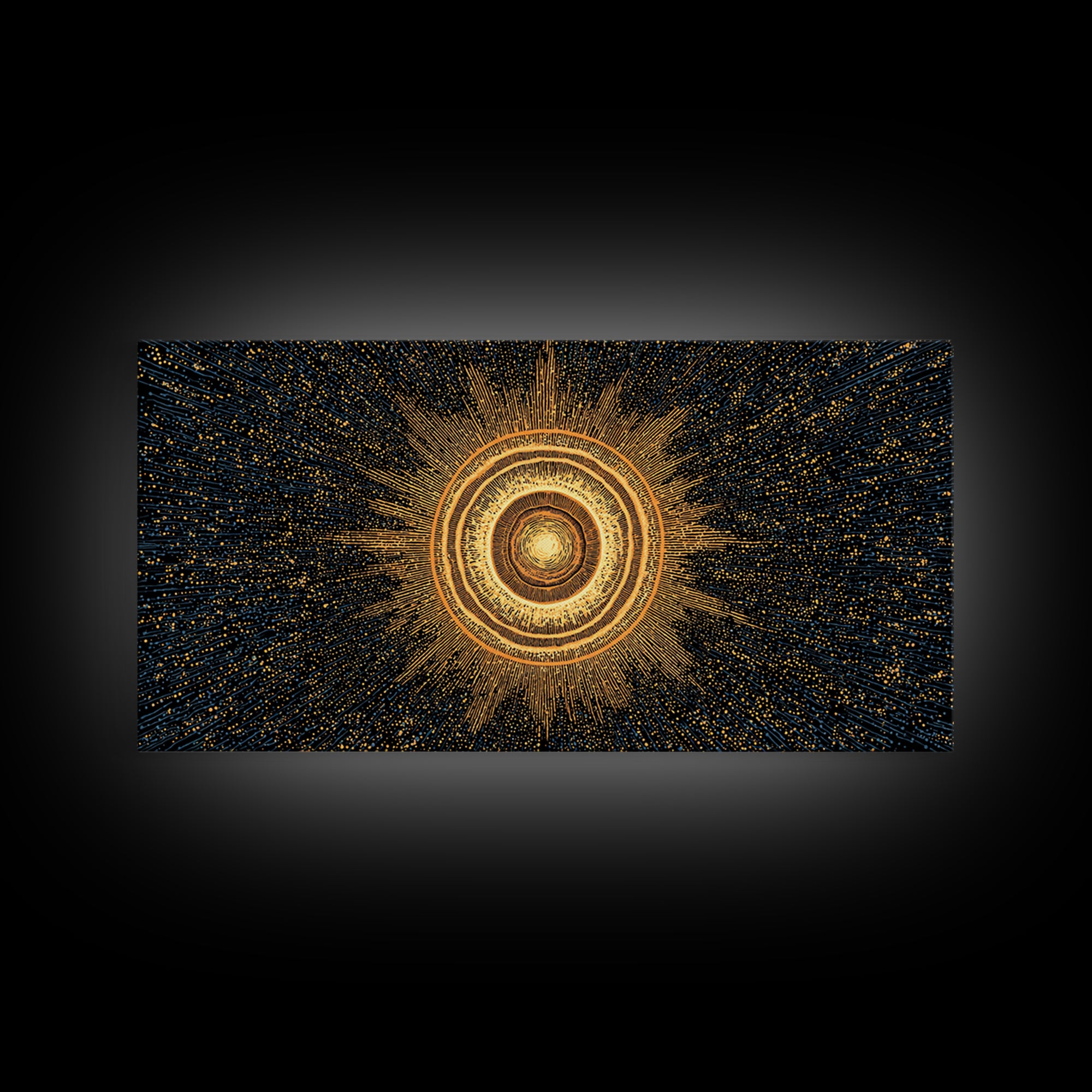 Golden Orbital Energy Sphere Canvas Print, Abstract Sci Fi Wall Decor, Cosmic Geometric Art, Modern Space Poster Gift Idea