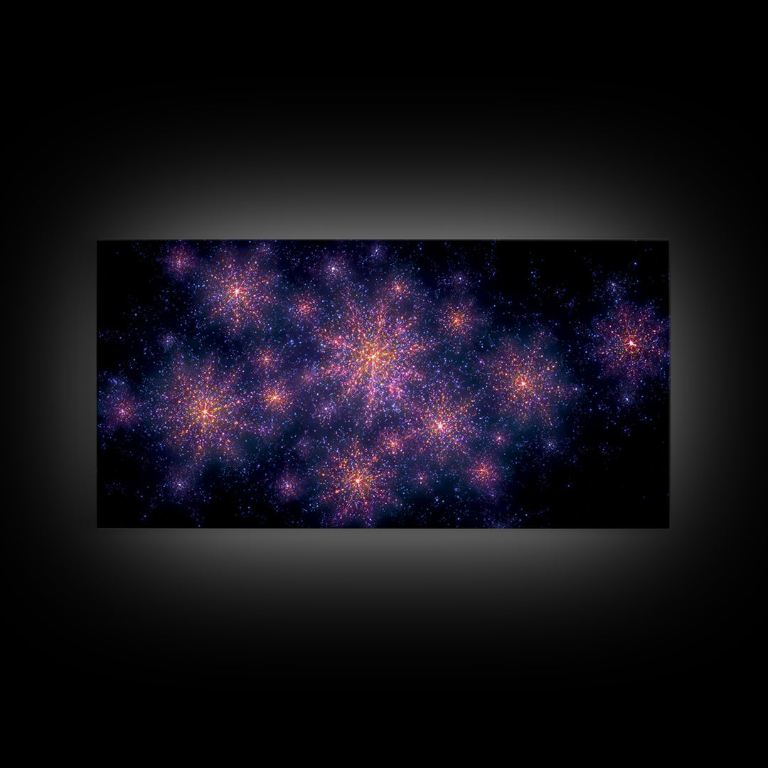 Purple Pink Starfield Galaxy Wall Art, Cosmic Retro Poster, Space Abstract Art, Modern Bedroom Decor, Dreamy Nebula Print