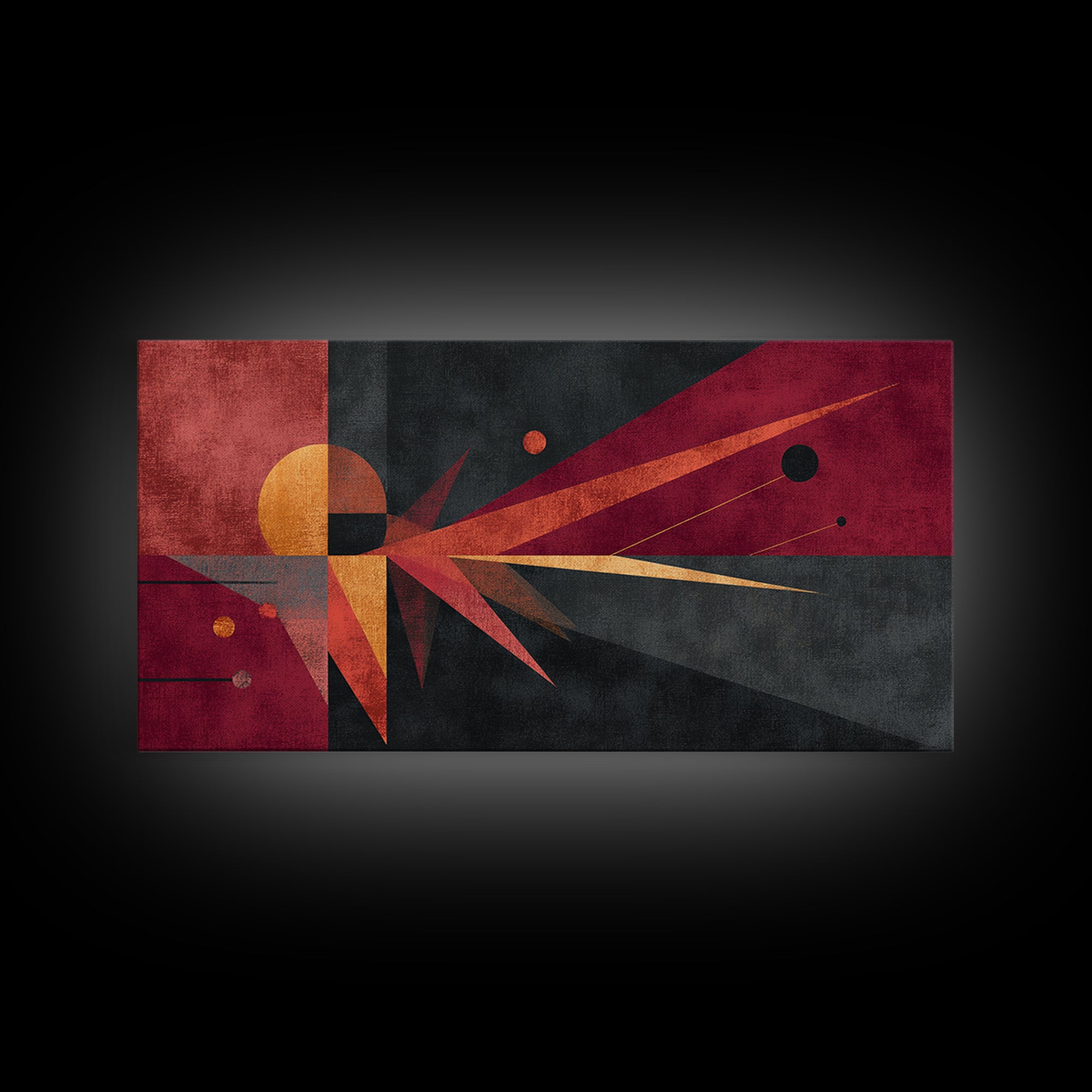 Red Black Atomic Sunburst Wall Art, Midcentury Modern Art, Geometric Abstract Print, Retro Wall Decor For Living Room Gift