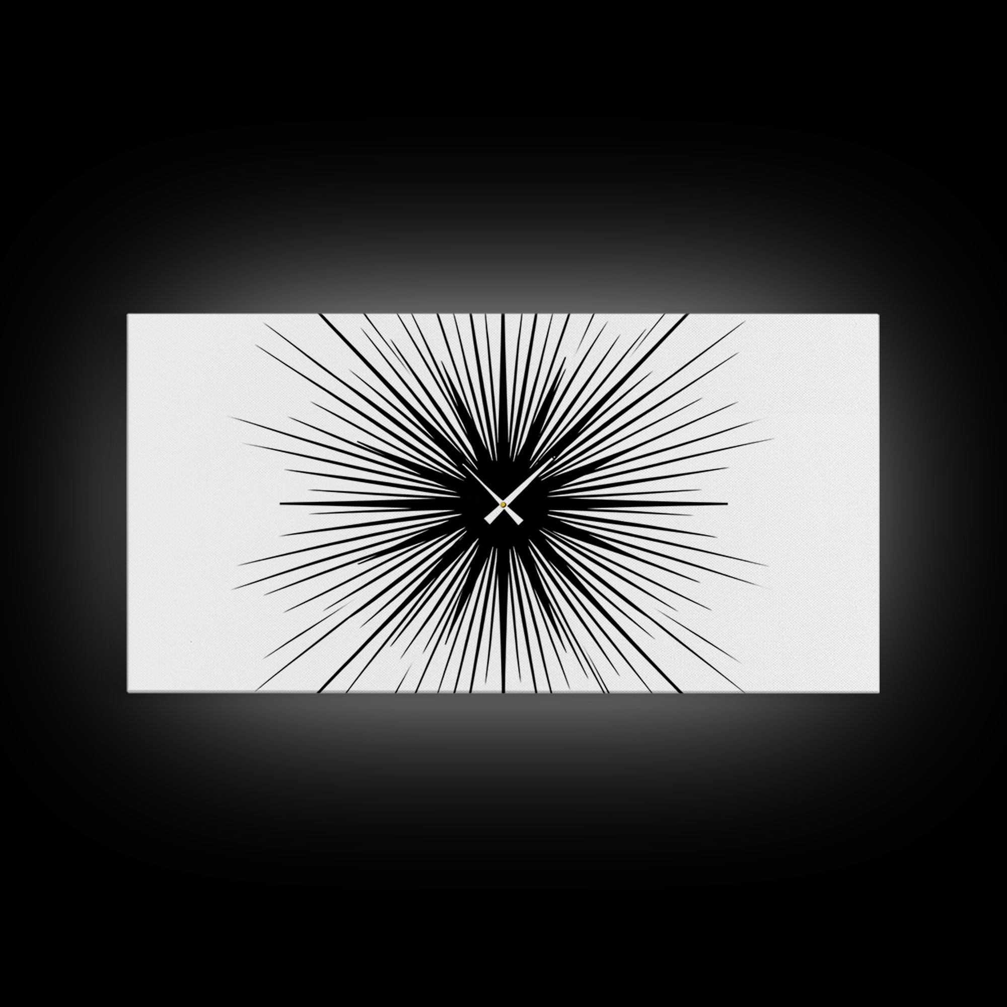 Black White Exploding Starburst Wall Art, Modern Abstract Art, Minimalist Geometric Poster, Op Art Print, Office Wall Decor