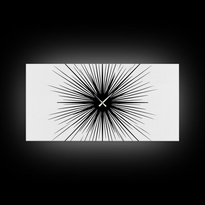 Black White Exploding Starburst Wall Art, Modern Abstract Art, Minimalist Geometric Poster, Op Art Print, Office Wall Decor