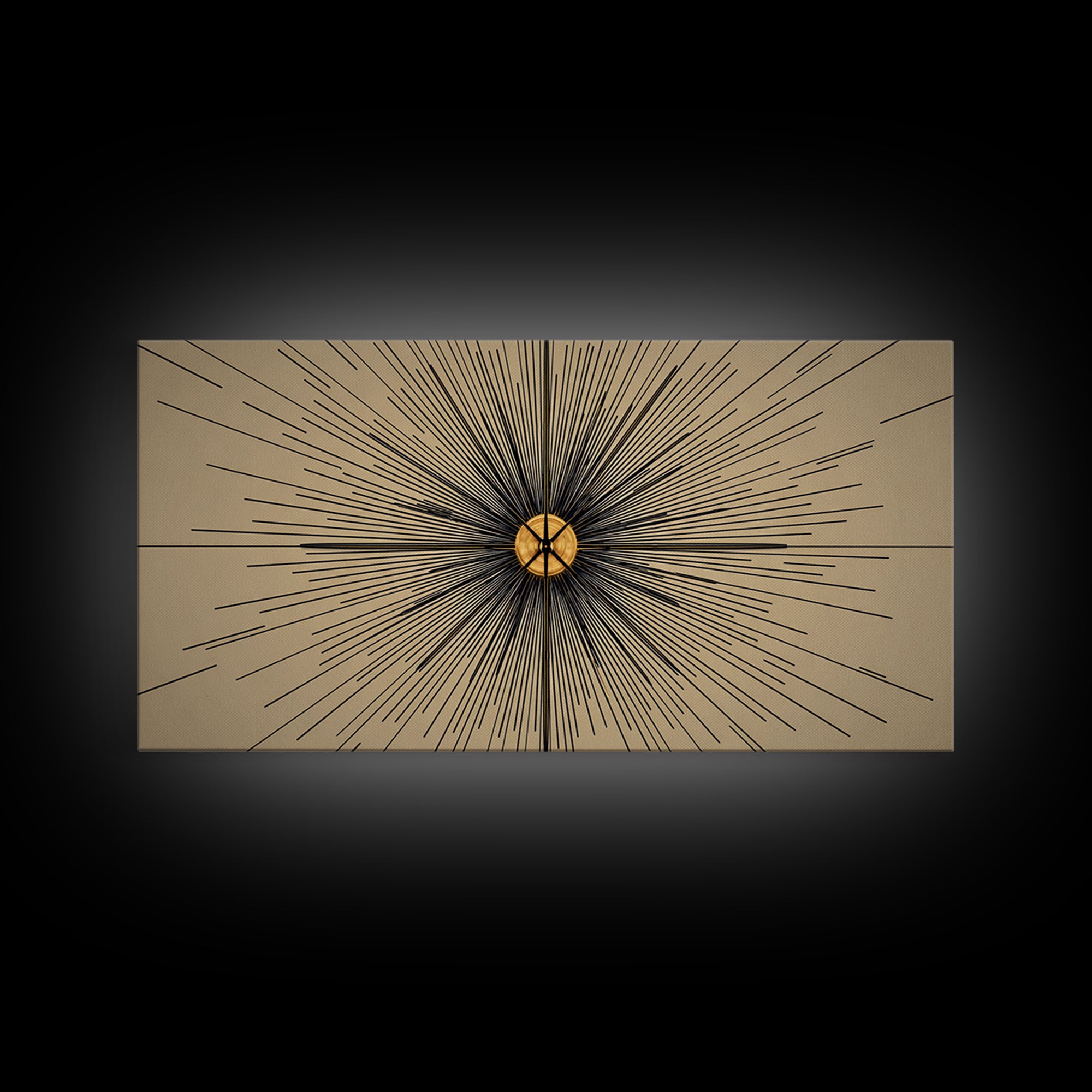 Tan Black Radial Starburst Wall Art, Mid Century Modern Decor, Atomic Geometric Poster, Minimalist Abstract Office Print