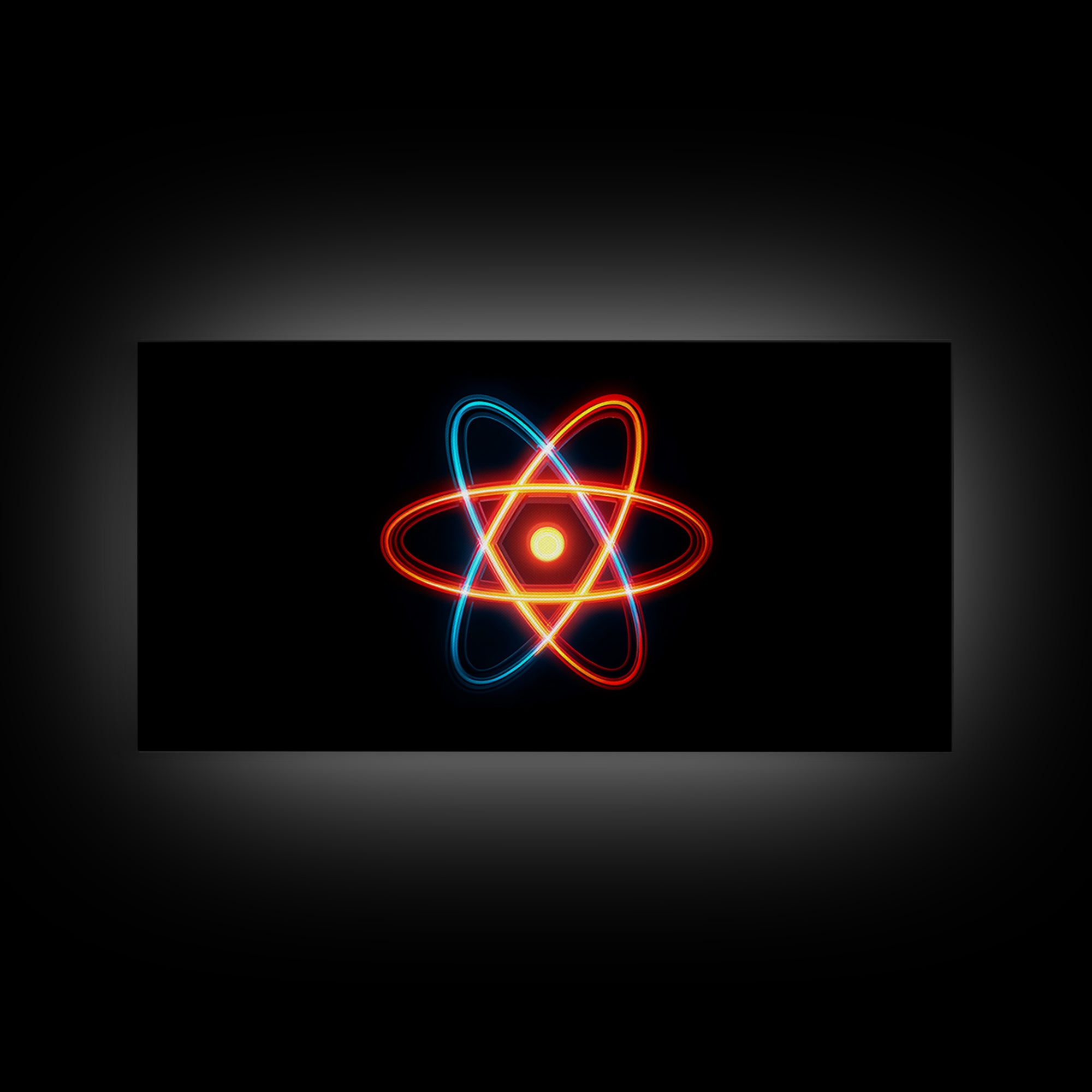 Neon Atomic Symbol Wall Art, Mid Century Modern Decor, Retro Sci Fi Poster, Colorful Space Age Abstract Office Digital Print