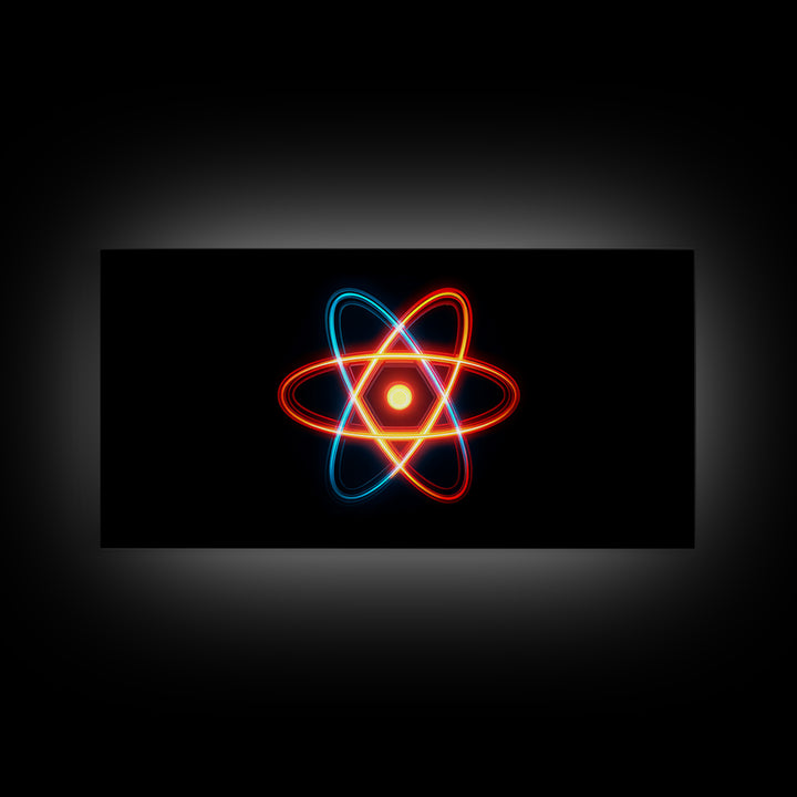Neon Atomic Symbol Wall Art, Mid Century Modern Decor, Retro Sci Fi Poster, Colorful Space Age Abstract Office Digital Print