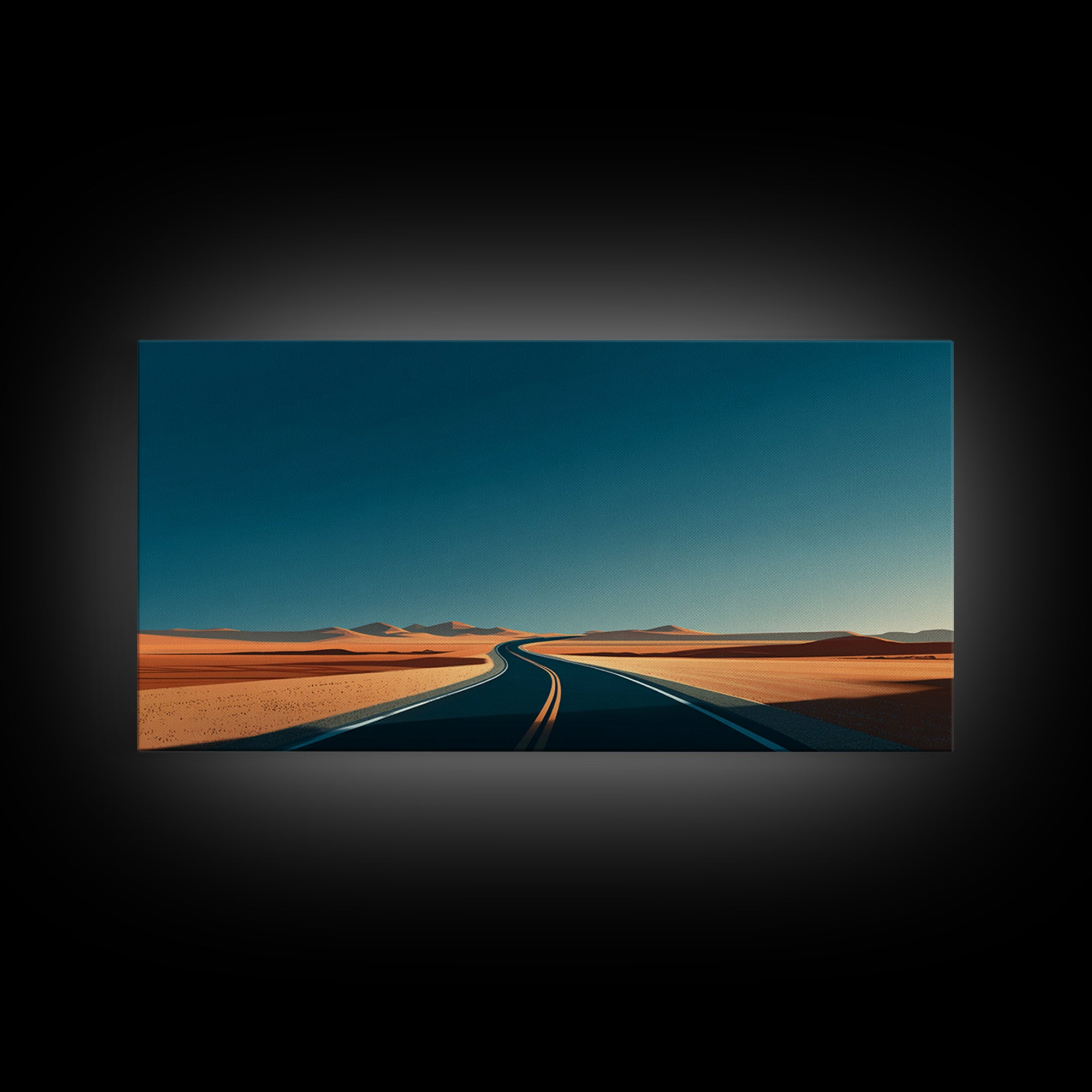 Minimal Desert Highway Canvas Print, Midcentury Modern Wall Art, Retro Travel Poster, Neutral Southwestern Office Decor For Home