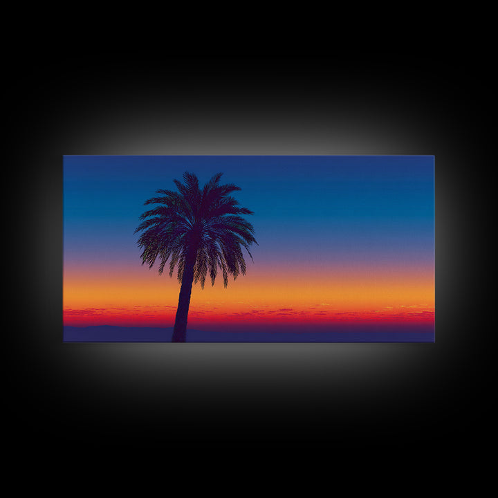 Silhouetted Palm Sunset Wall Art, Retro Tropical Landscape Print, Midcentury Modern Decor, Palm Springs Poster, Coastal Home Decor
