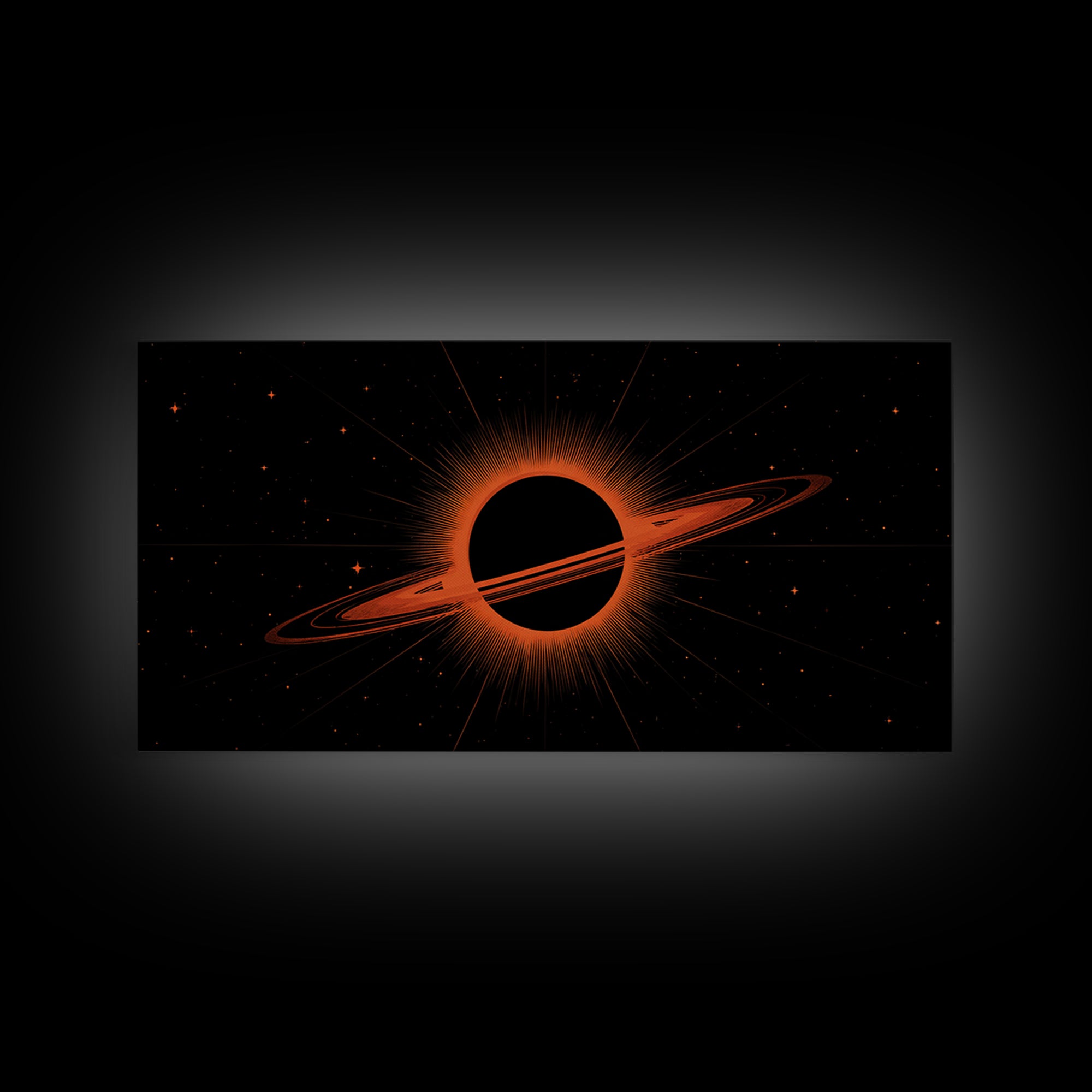 Orange Black Hole Eclipse Wall Art, Cosmic Retro Sci Fi Print, Midcentury Modern Space Poster, Atomic Starfield Home Decor