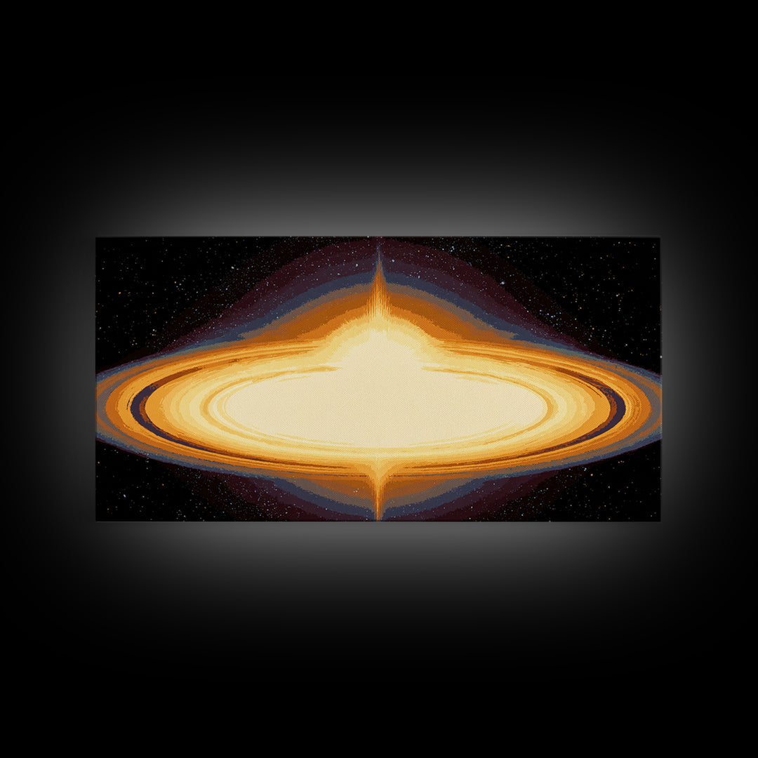 Luminous Accretion Disk Canvas Print, Black Hole Space Art, Cosmic Retro Poster, Modern Abstract Wall Art, Sci Fi Decor Gift
