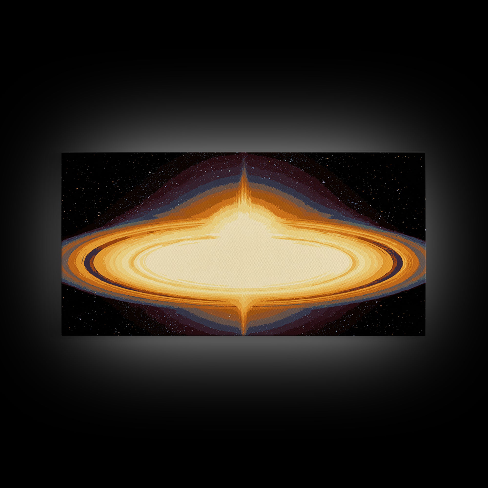Luminous Accretion Disk Canvas Print, Black Hole Space Art, Cosmic Retro Poster, Modern Abstract Wall Art, Sci Fi Decor Gift
