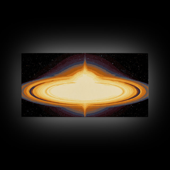 Luminous Accretion Disk Canvas Print, Black Hole Space Art, Cosmic Retro Poster, Modern Abstract Wall Art, Sci Fi Decor Gift