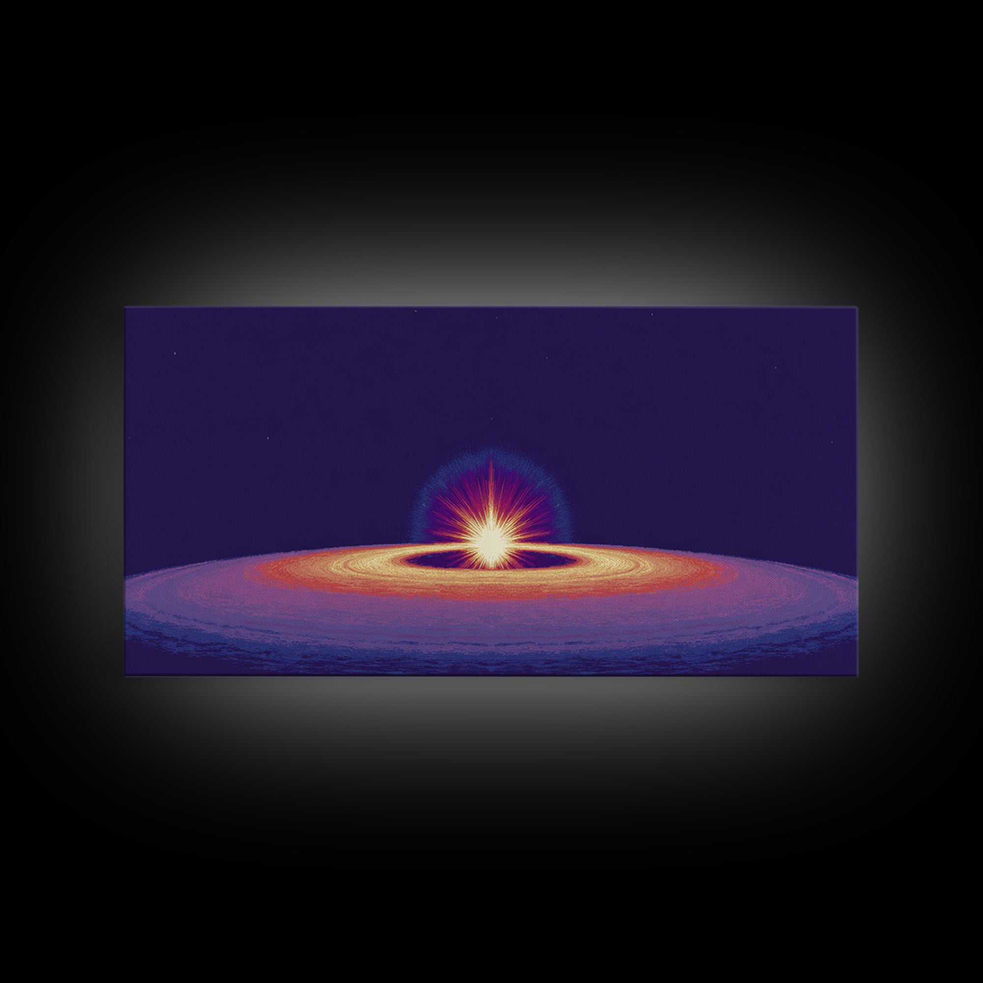 Purple Black Hole Horizon Wall Art, Cosmic Space Abstract Print, Retro Sci Fi Poster, Modern Digital Art, Galaxy Decor Print