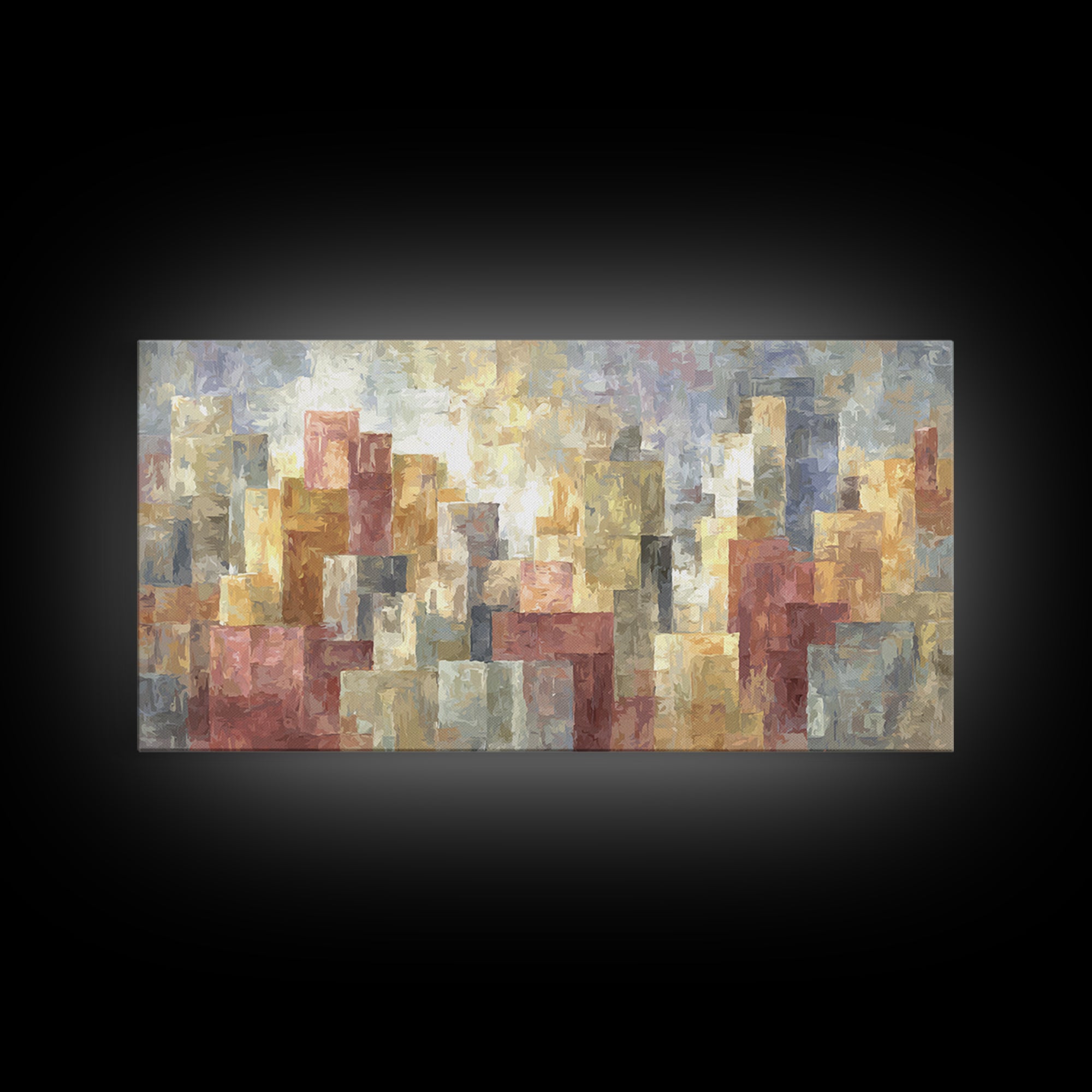 Soft Pastel Abstract City Wall Art, Modern Geometric Skyline Print, Urban Living Room Home Decor, Neutral Gallery Art Print