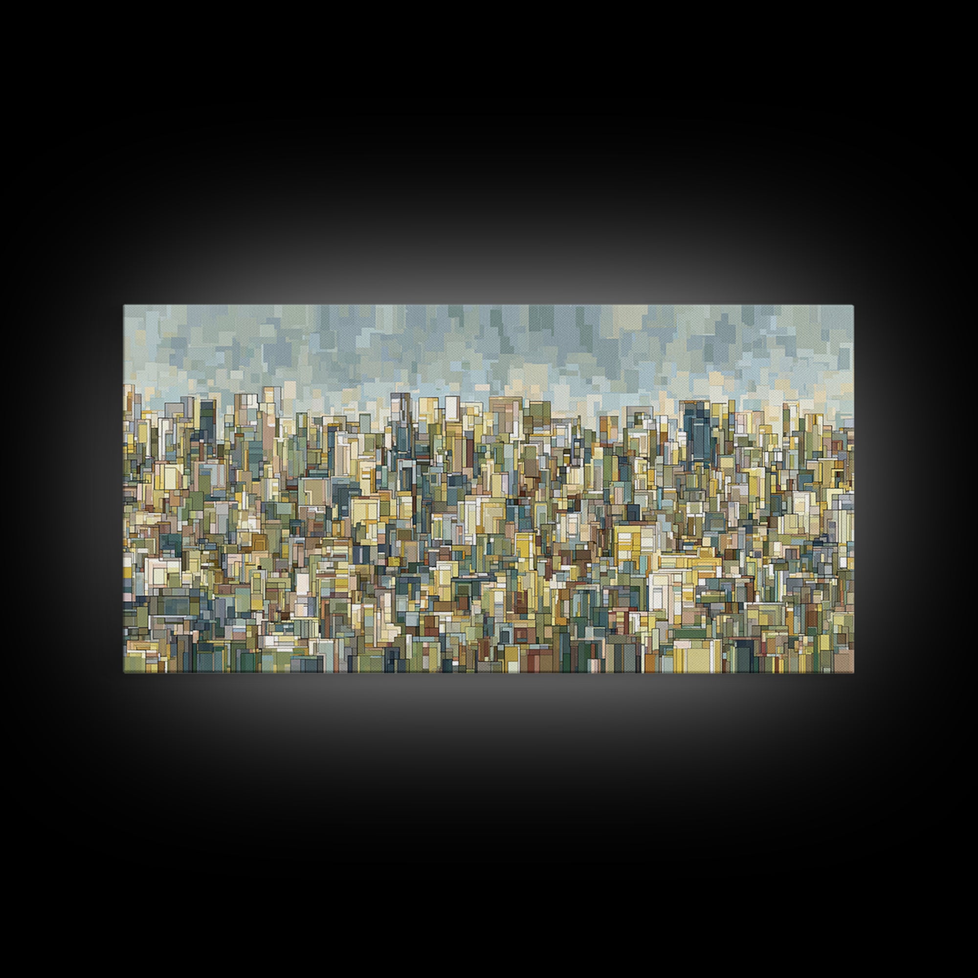 Dense City Skyline Wall Art, Modern Architectural Print, Abstract Urban Landscape Decor, Blue Beige Living Room Art Print