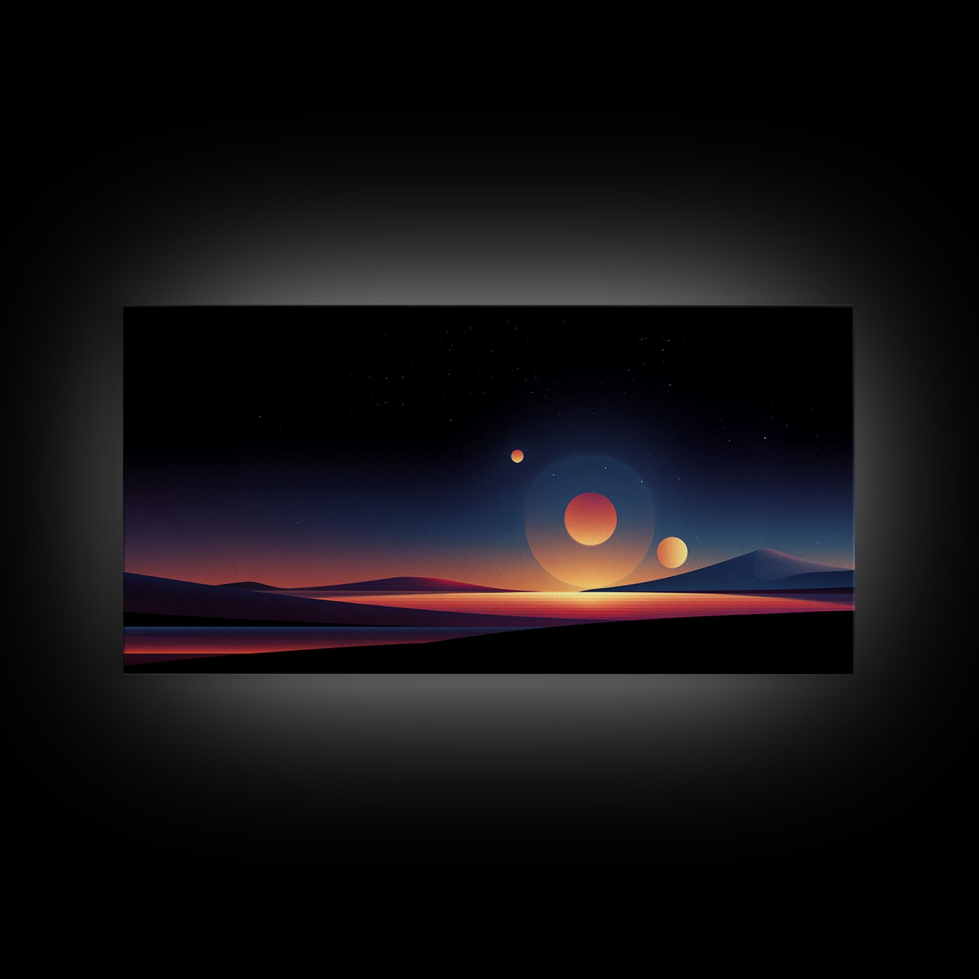 Minimal Planet Desert Sunset Wall Art, Midcentury Modern Art Print, Retro Travel Poster, Scenic Landscape Home Office Decor