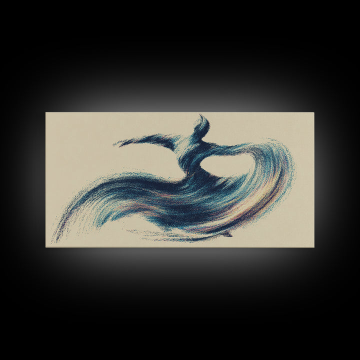 Abstract Blue Surfer Wave Motion Wall Art, Modern Abstract Art Print, Coastal Minimalist Poster, Yoga Studio Decor Gift Idea