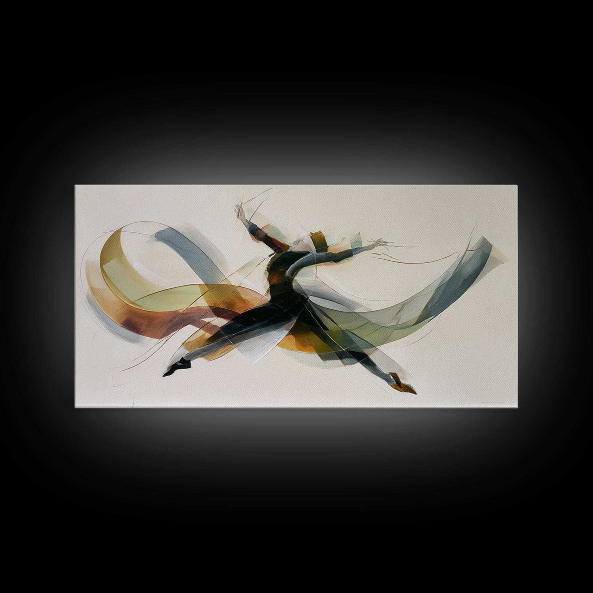 Leaping Abstract Dancer In Soft Ribbon Forms Canvas Print, Modern Contemporary Wall Art, Minimalist Artwork, Bedroom Decor