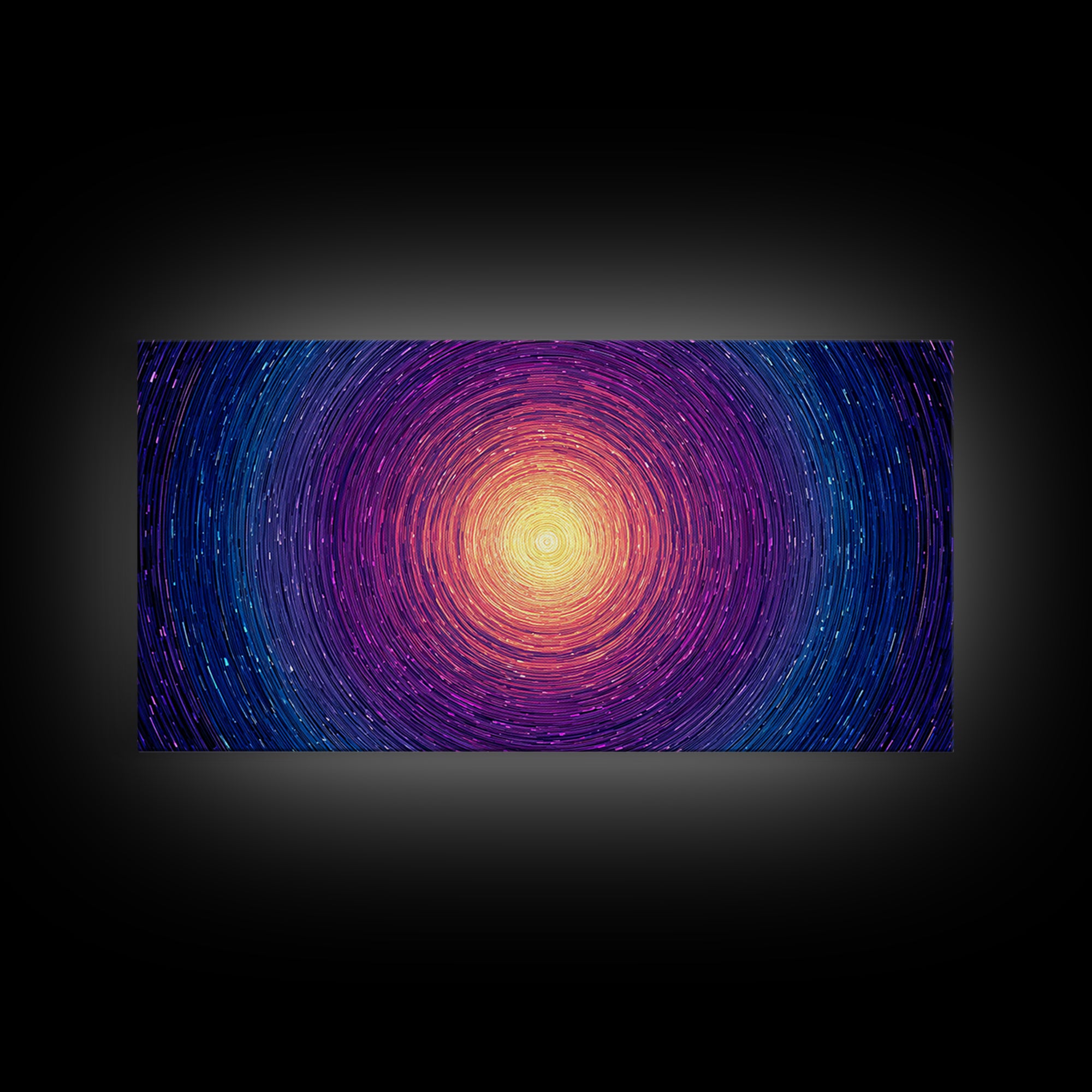 Radiant Magenta Blue Spiral Sun Wall Art, Cosmic Abstract Canvas, Modern Wall Decor, Vibrant Space Print For Living Room