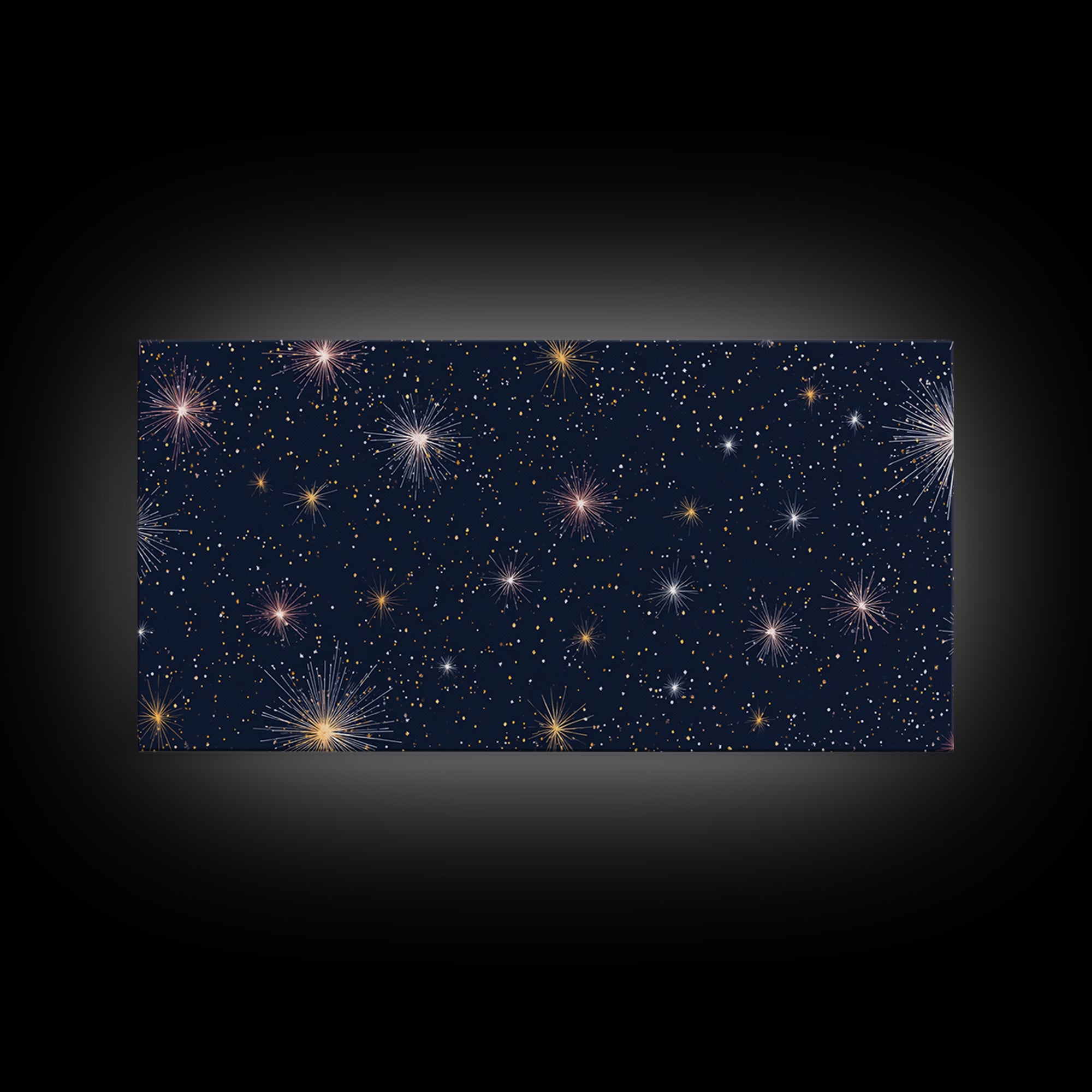 Dark Navy Gold Starry Sky Wall Art, Celestial Space Abstract Print, Modern Home Decor, Cosmic Retro Poster For Bedroom Decor