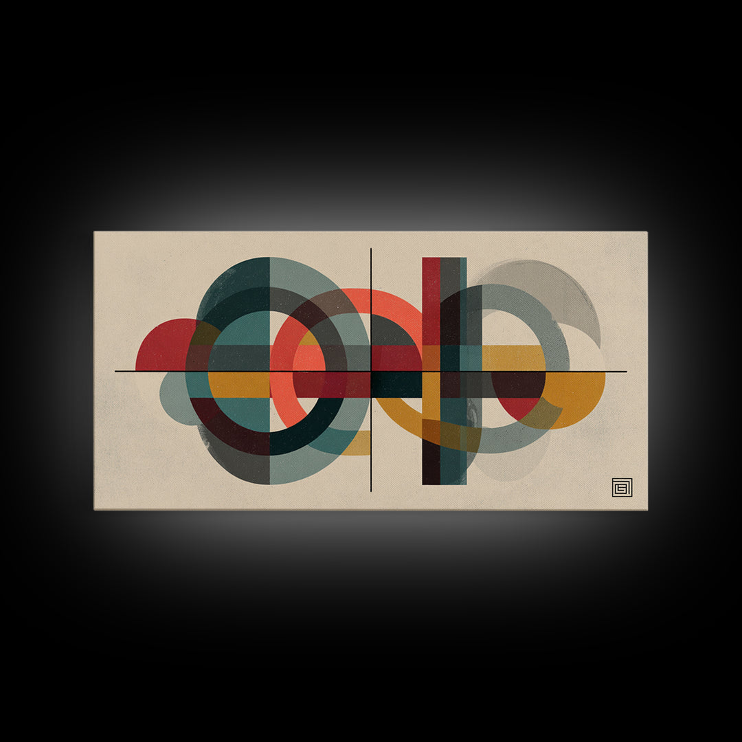 Overlapping Circles And Rectangles Wall Art, Midcentury Modern Geometric Art Print, Atomic Bauhaus Living Room Decor, Mid Century Decor