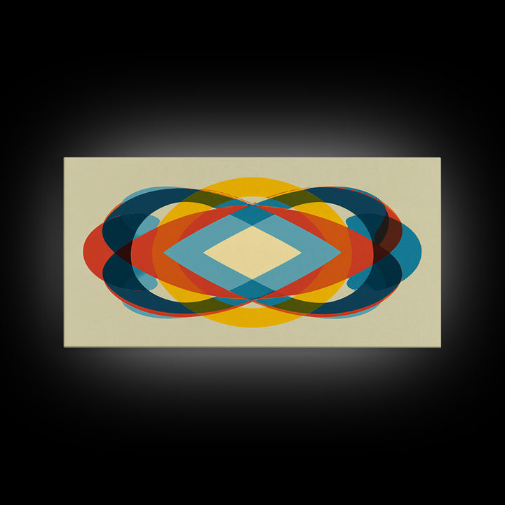 Colorful Overlapping Ellipse Abstract Wall Art, Midcentury Modern Geometric Print, Retro MCM Decor, Bold Living Room Art