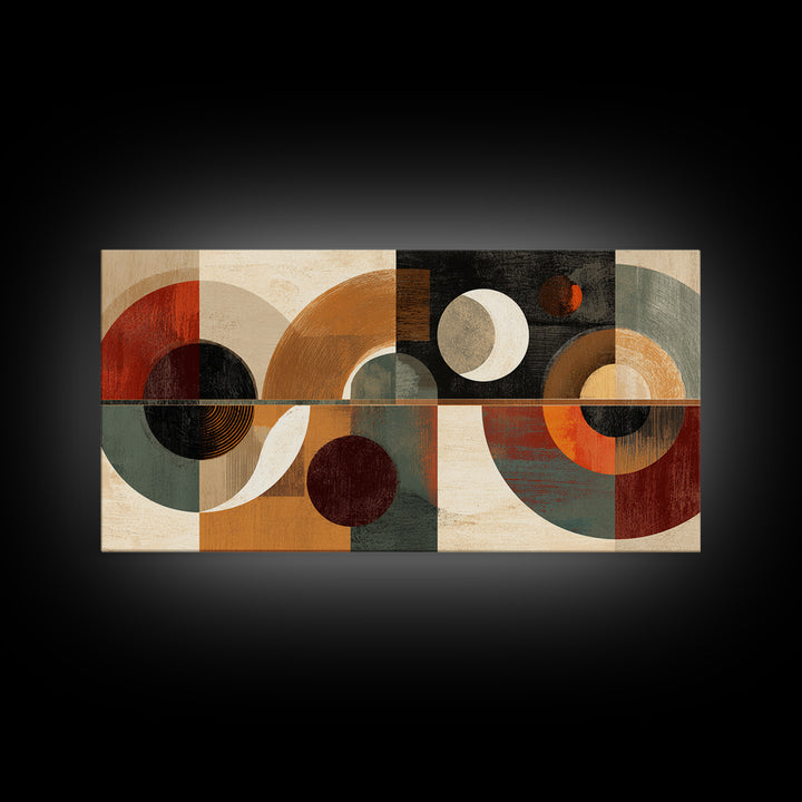 Earth Tone Geometric Circles Wall Art, Midcentury Modern Abstract Print, Retro MCM Decor, Bauhaus Living Room Artwork Print