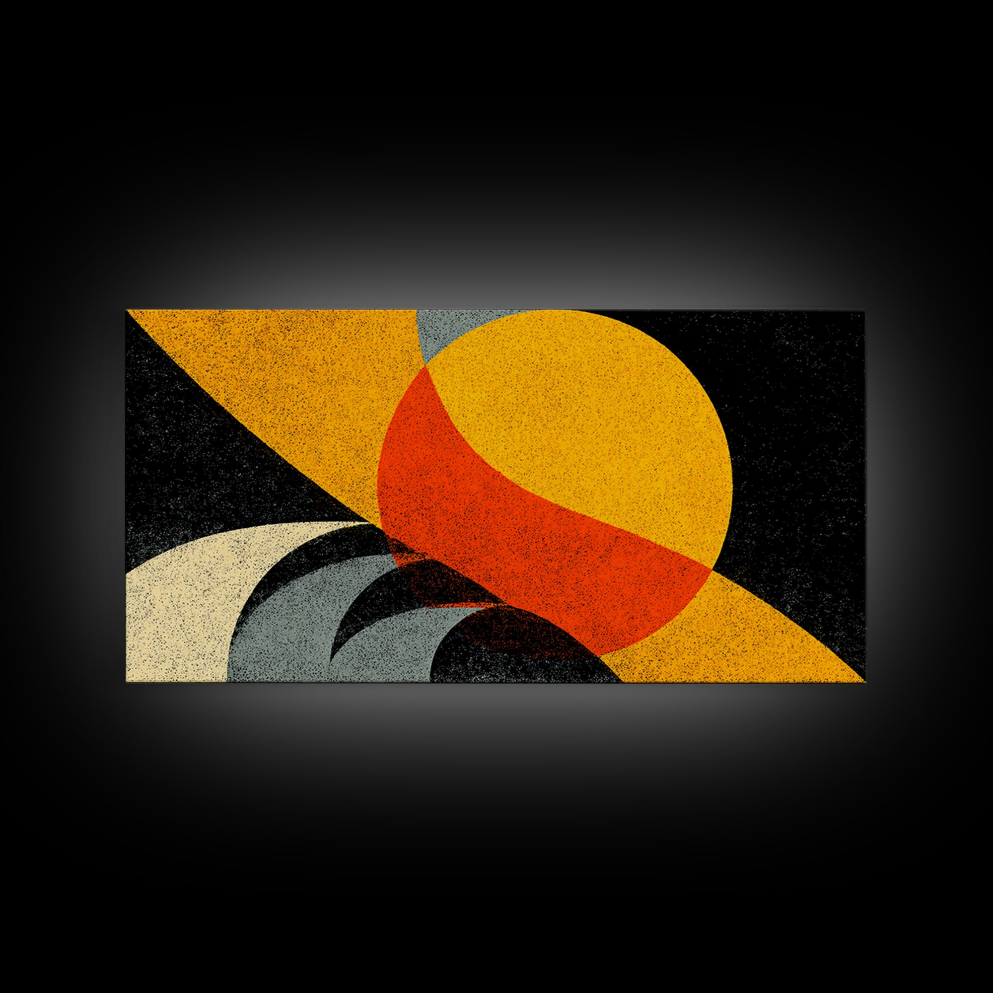 Orange Yellow Cosmic Sphere Canvas Print, Midcentury Modern Wall Art, Retro Geometric Abstract Poster, Bold Atomic Decor