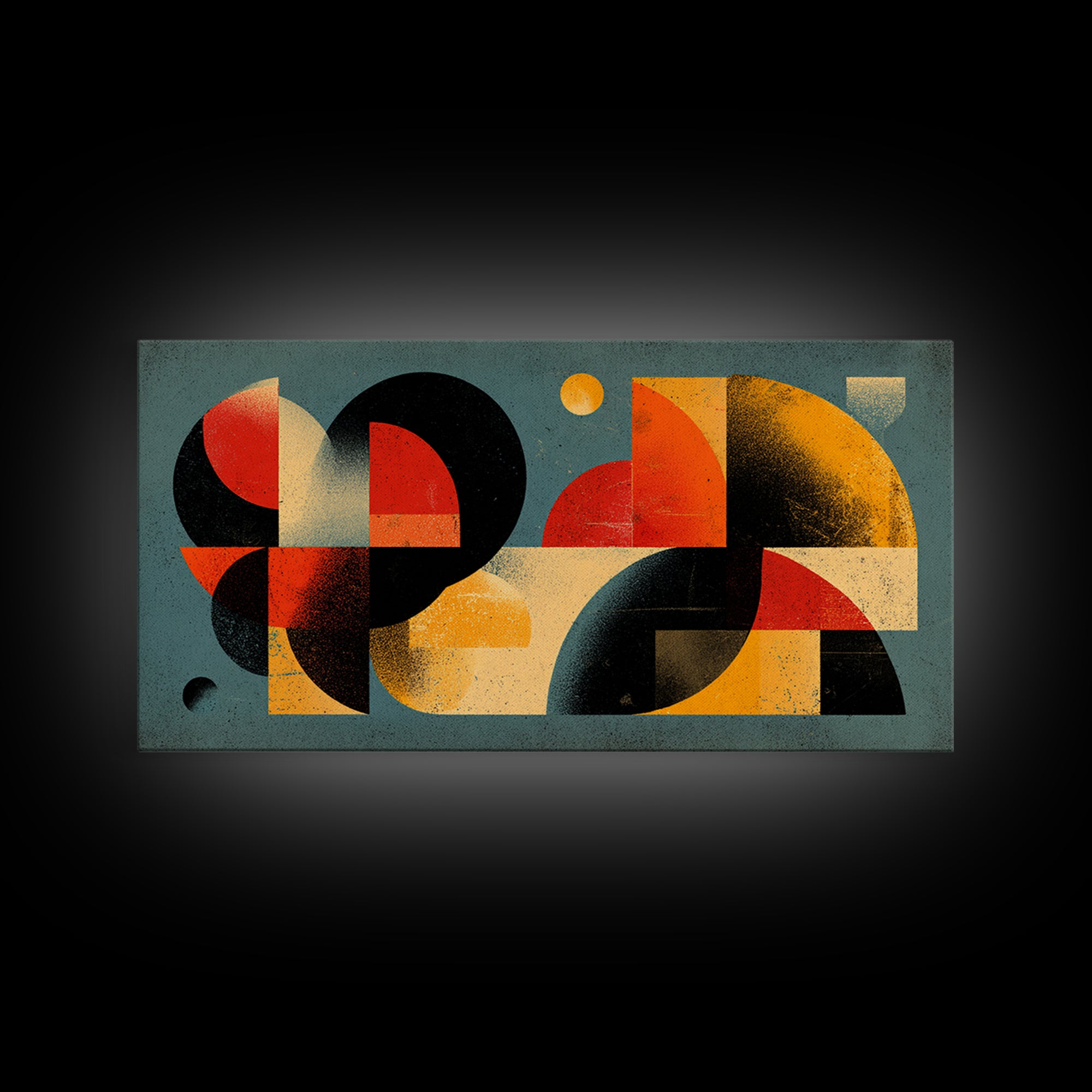 Bold Teal Orange Geometric Abstract Wall Art, Mid Century Modern Decor, MCM Artwork, Retro Bauhaus Print For Living Room