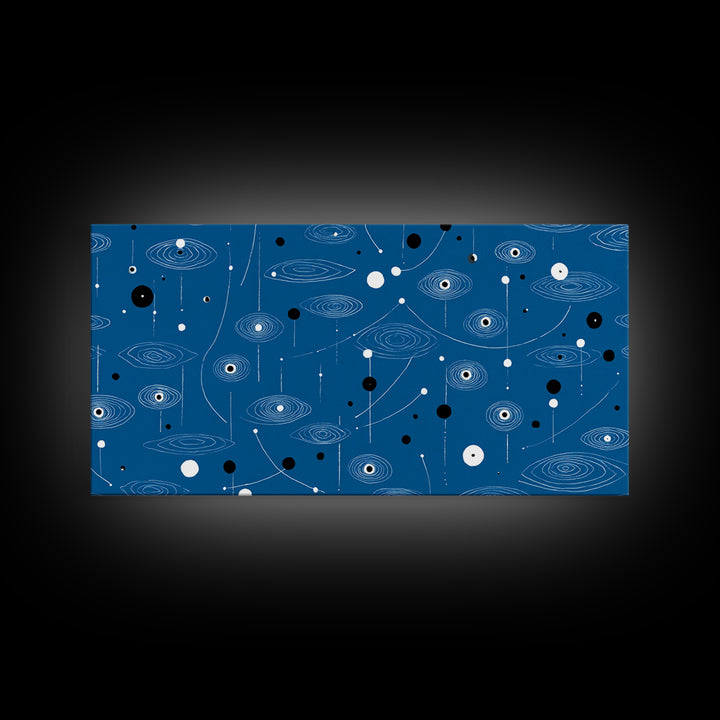 Blue Atomic Space Pattern Wall Art, Midcentury Modern Abstract Art, Retro Sci Fi Poster, Cosmic Modern Home Decor, MCM Wall Decor