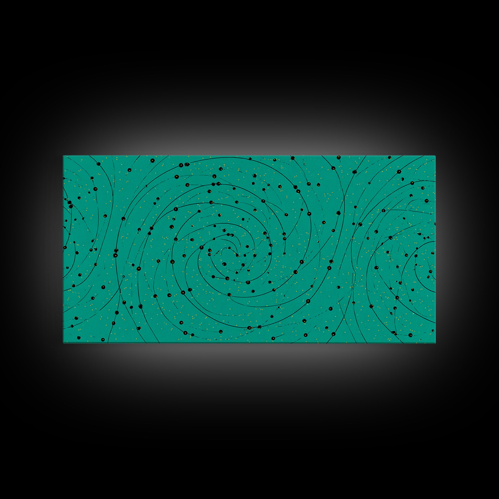 Teal Spiral Galaxy Abstract Canvas Print, Midcentury Modern Wall Art, Cosmic Retro Poster, Space Abstract Art Decor For Office
